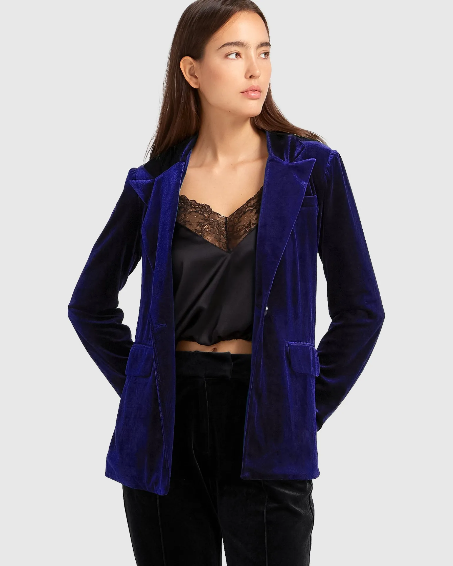 Belle & Bloom Blazers | Suits & Blazers>Eternity Velvet Blazer - Royal Blue