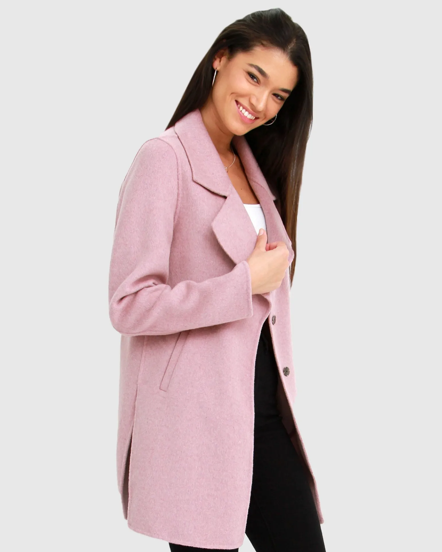 Belle & Bloom Wool Coats | Wool Coats>Ex-Boyfriend Wool Blend Oversized Jacket - Lilac