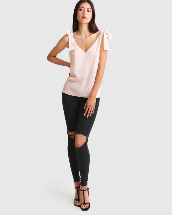 Belle & Bloom Shirts & Blouses>Feel For You V-Neck Top - Blush