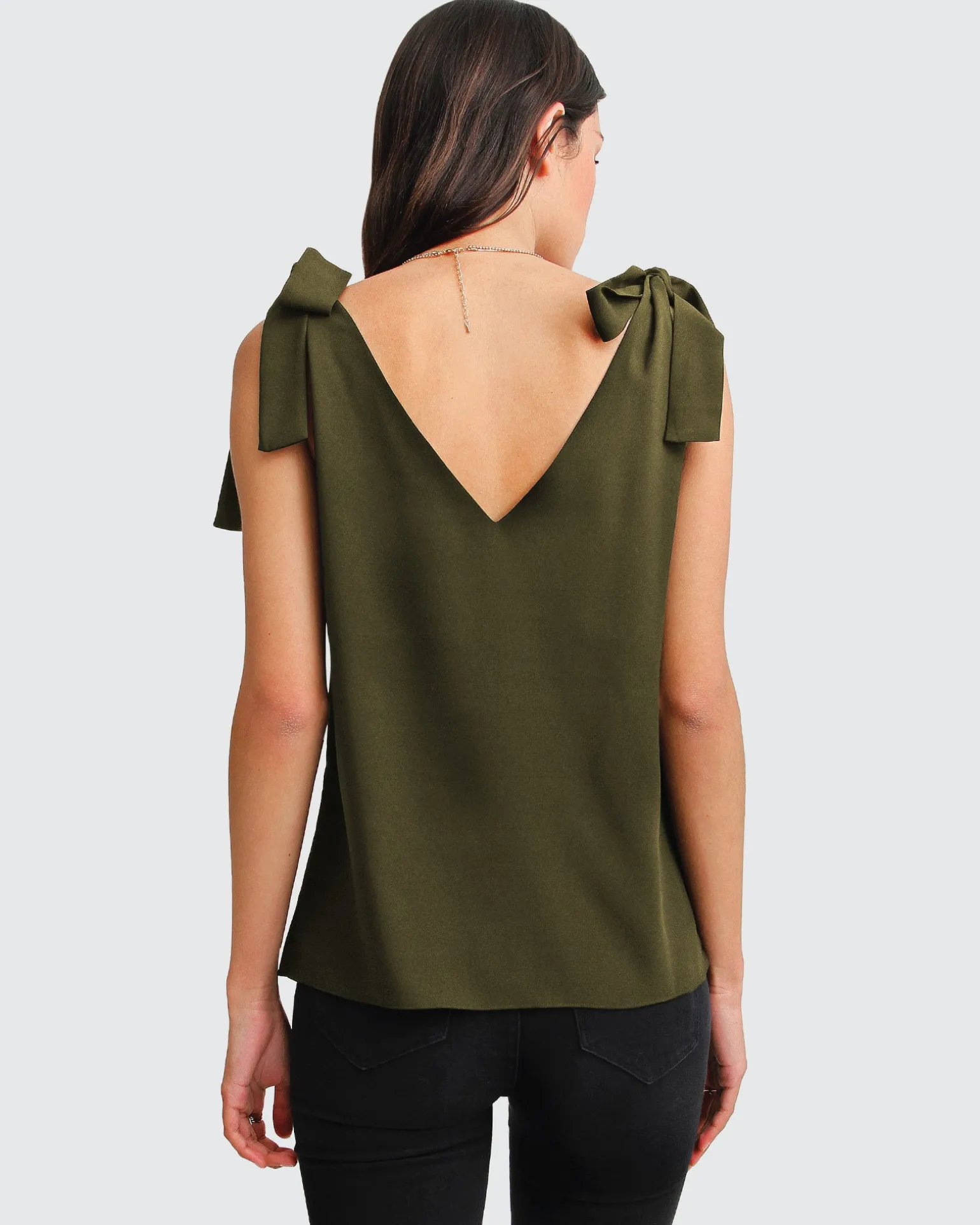 Belle & Bloom Shirts & Blouses>Feel For You V-Neck Top - Military