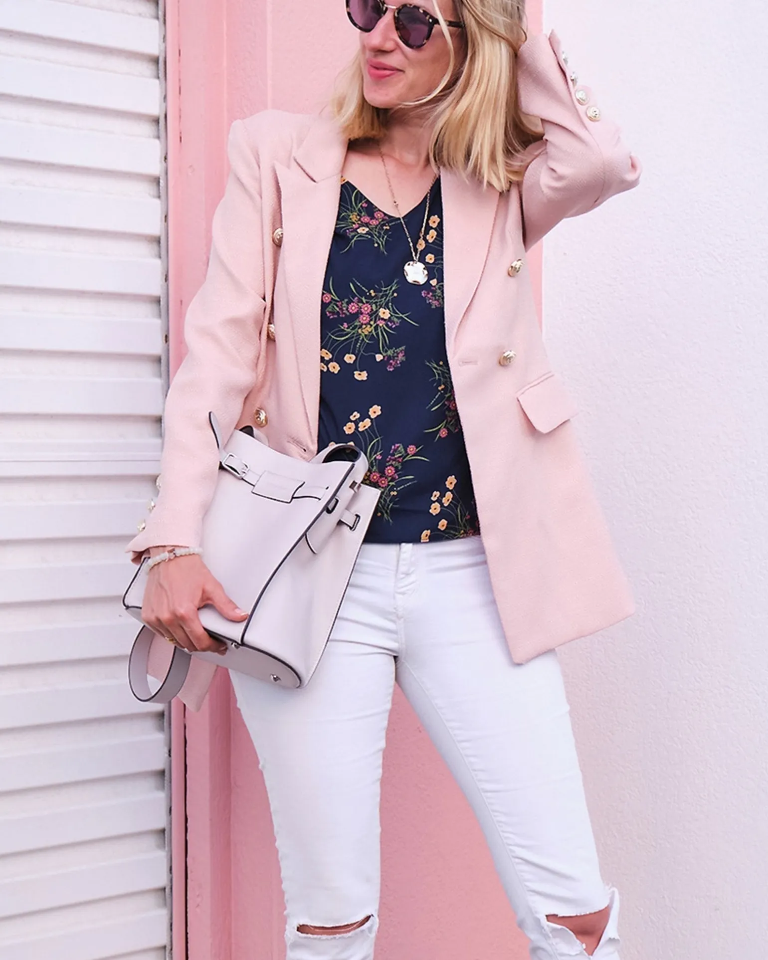 Belle & Bloom Shirts & Blouses>Feel For You V-Neck Top - Navy