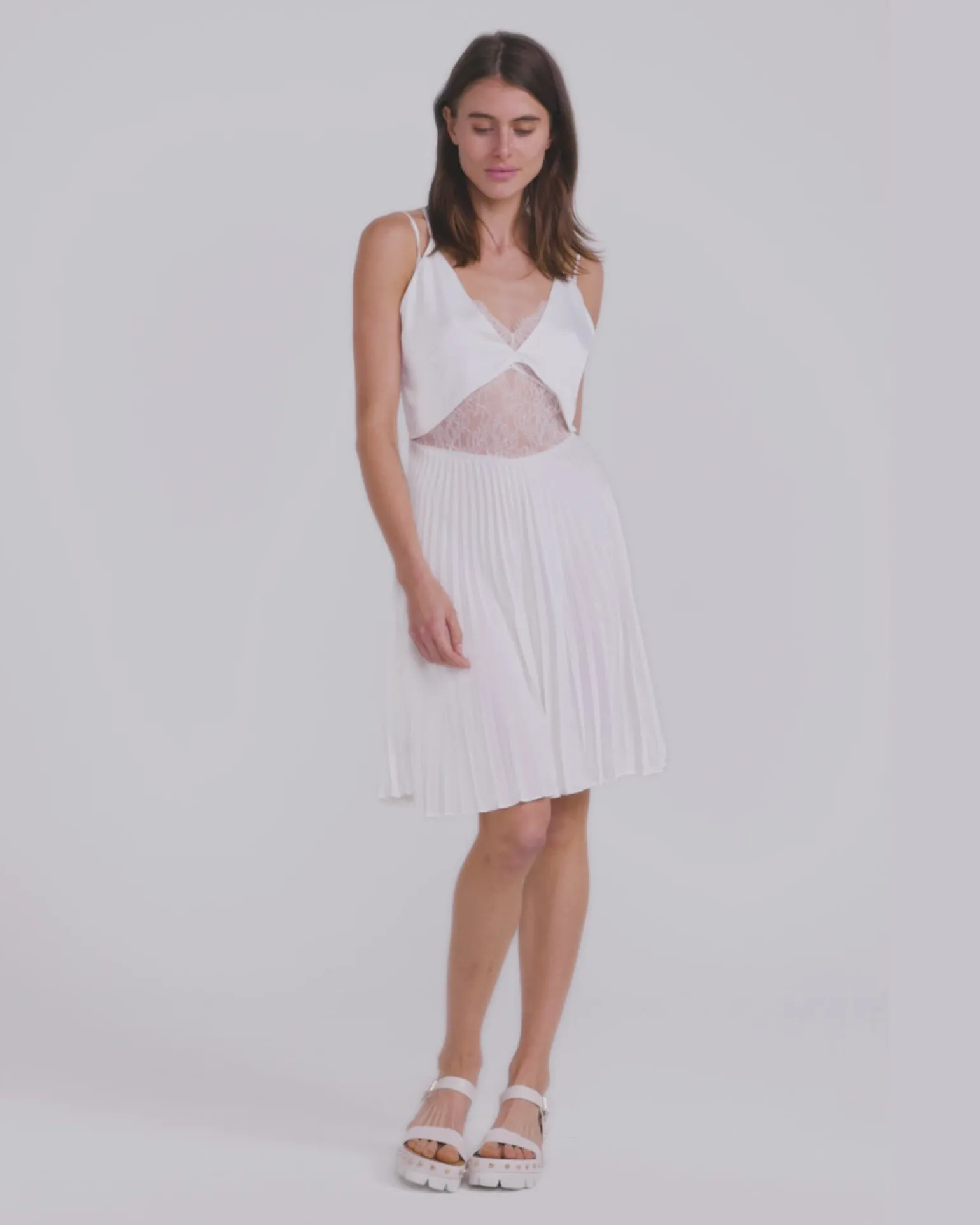 Belle & Bloom Mini Dresses | Mini Dresses>Feel It Still Lace Trim Mini Dress -