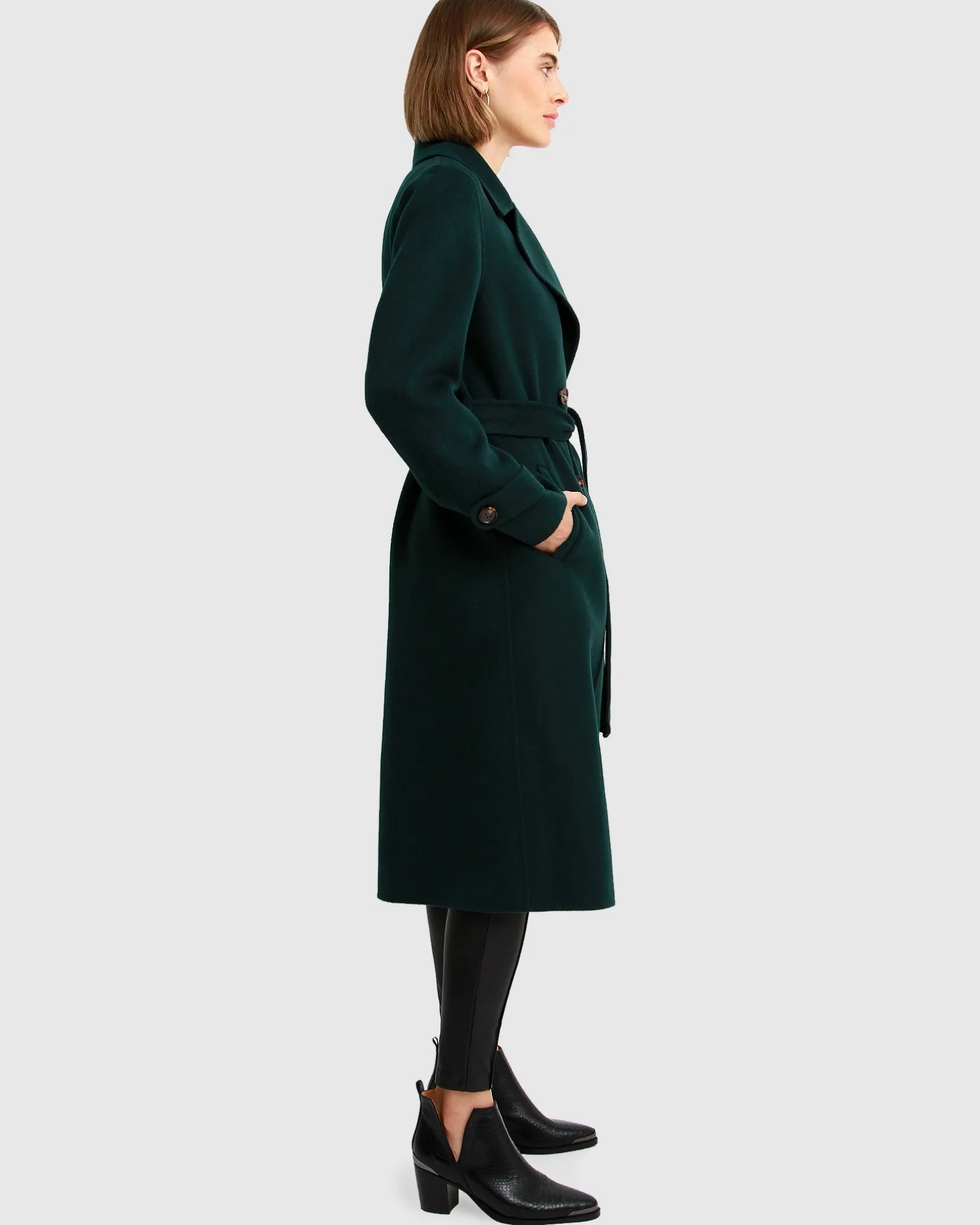 Belle & Bloom Belted Coats | Wool Coats>Front Runner Belted Coat - Dark Green
