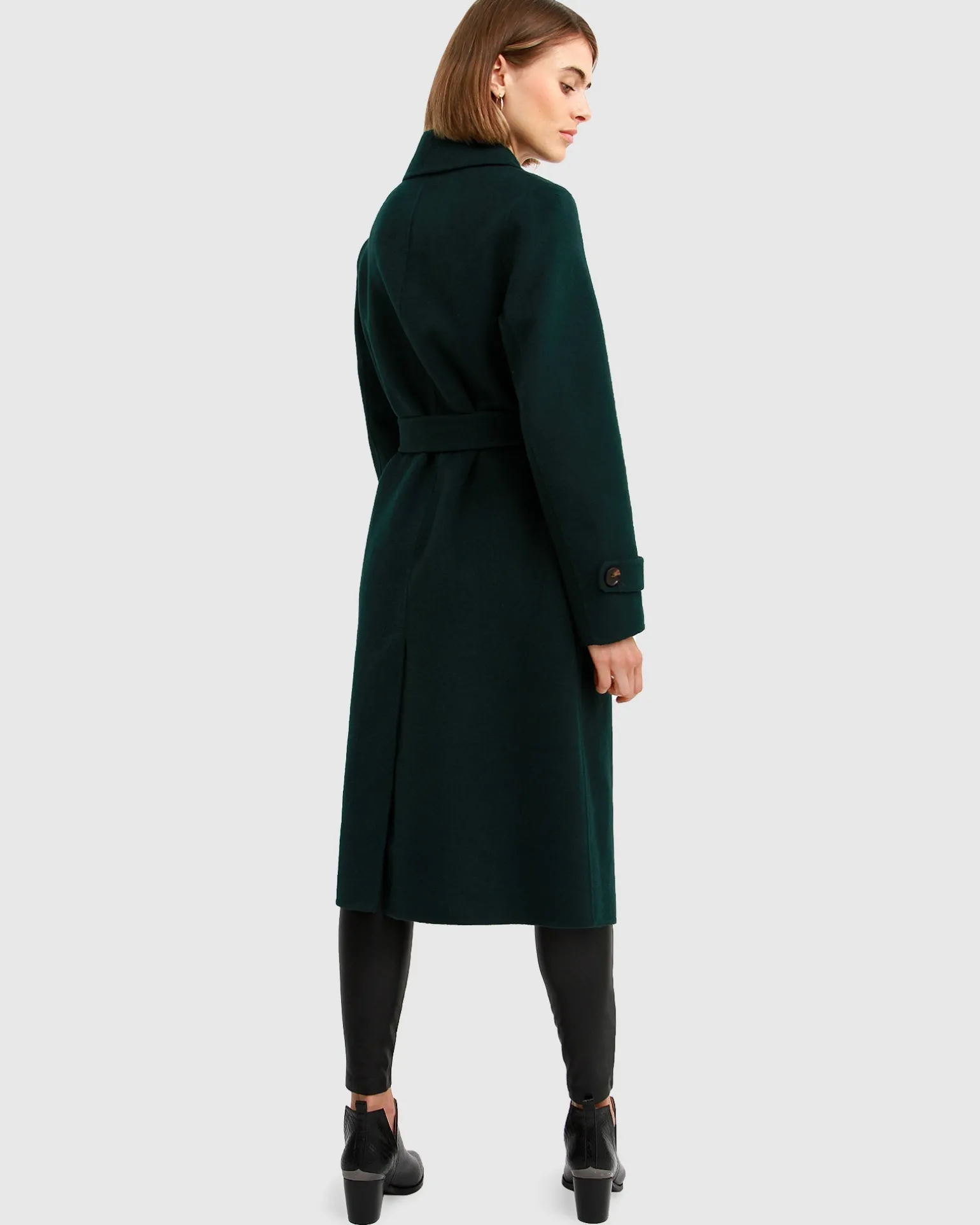 Belle & Bloom Belted Coats | Wool Coats>Front Runner Belted Coat - Dark Green