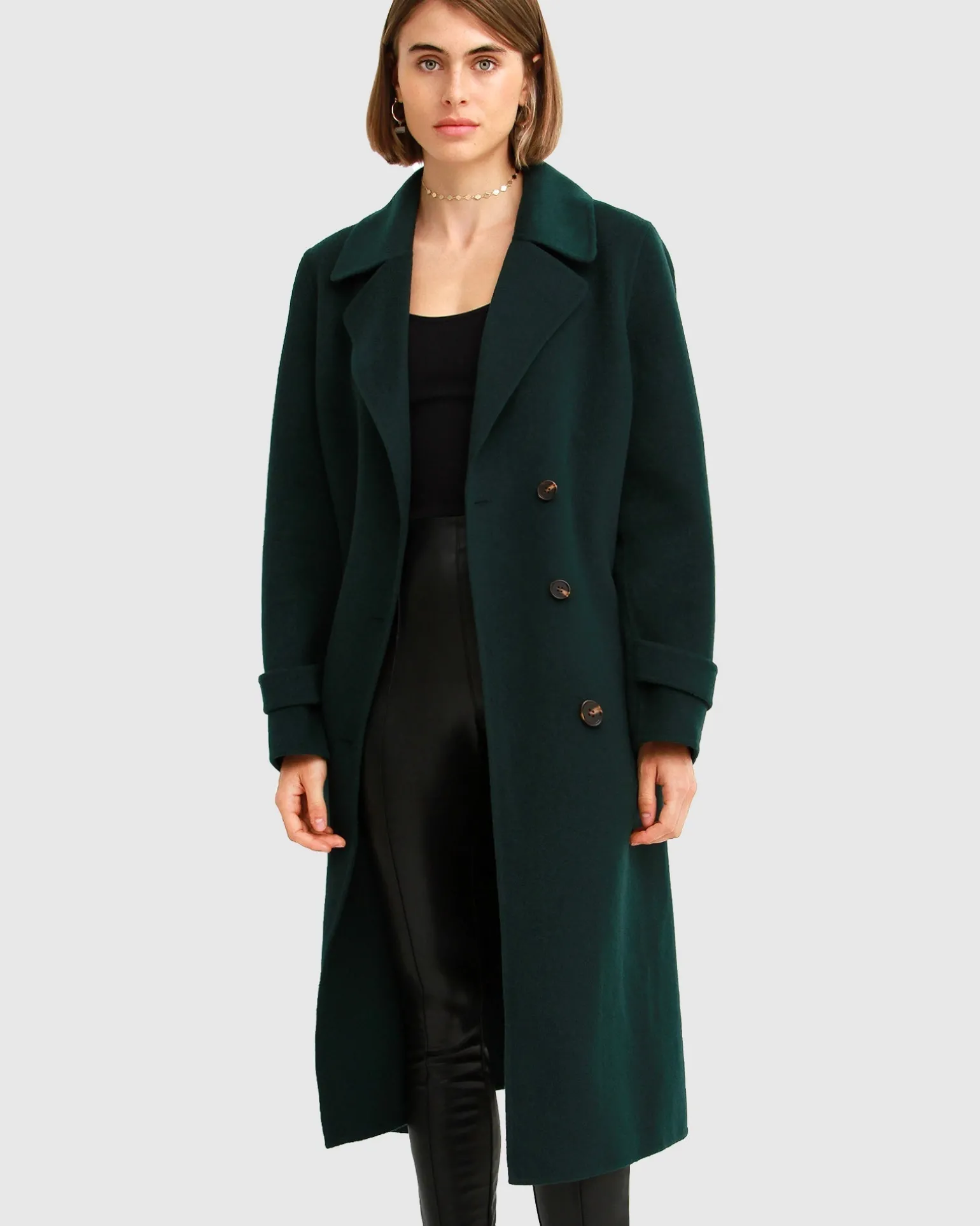 Belle & Bloom Belted Coats | Wool Coats>Front Runner Belted Coat - Dark Green