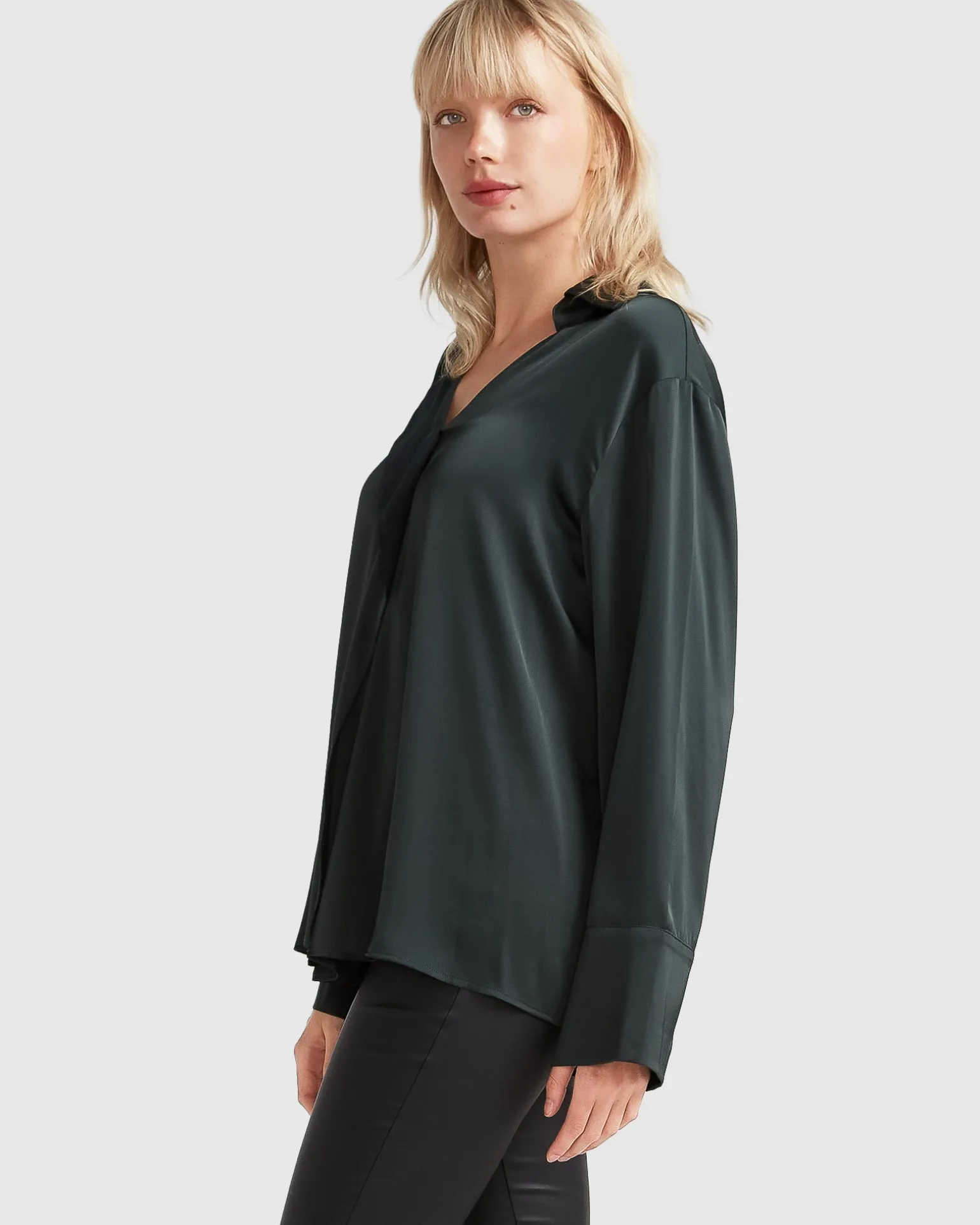 Belle & Bloom Shirts & Blouses>Gemini Waterfall Shirt - Dark Green