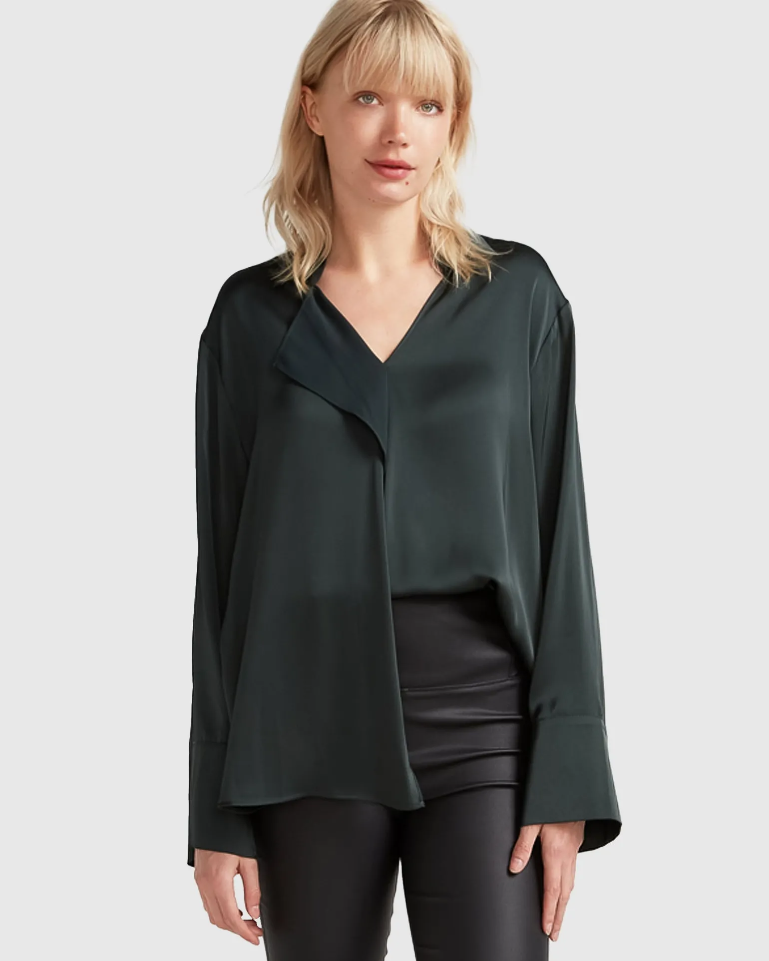 Belle & Bloom Shirts & Blouses>Gemini Waterfall Shirt - Dark Green