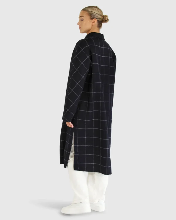 Belle & Bloom Wool Coats | Wool Coats>Guestlist Oversized Double Breasted Coat - Navy Plaid