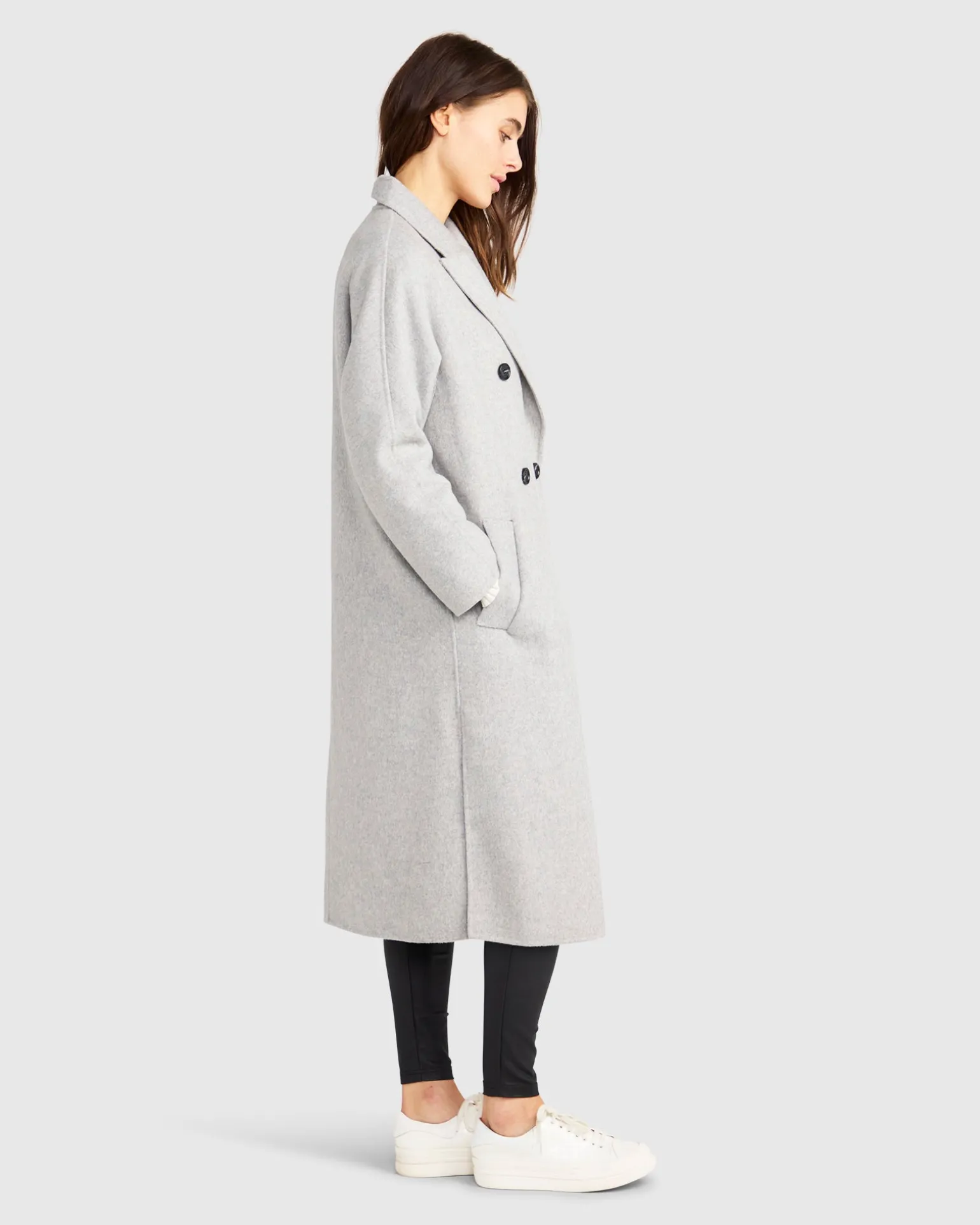 Belle & Bloom Wool Coats | Wool Coats>Guestlist Oversized Double Breasted Coat - Grey Marle
