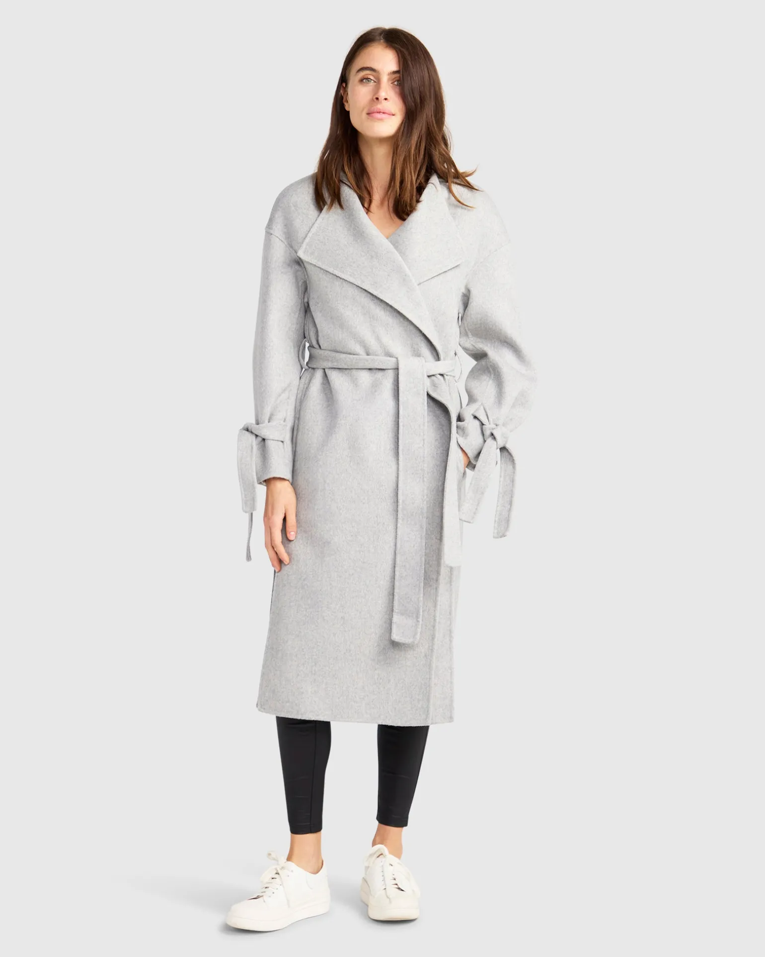 Belle & Bloom Wool Coats | Wool Coats>Head Over Heels Collarless Robe Coat - Grey Marle