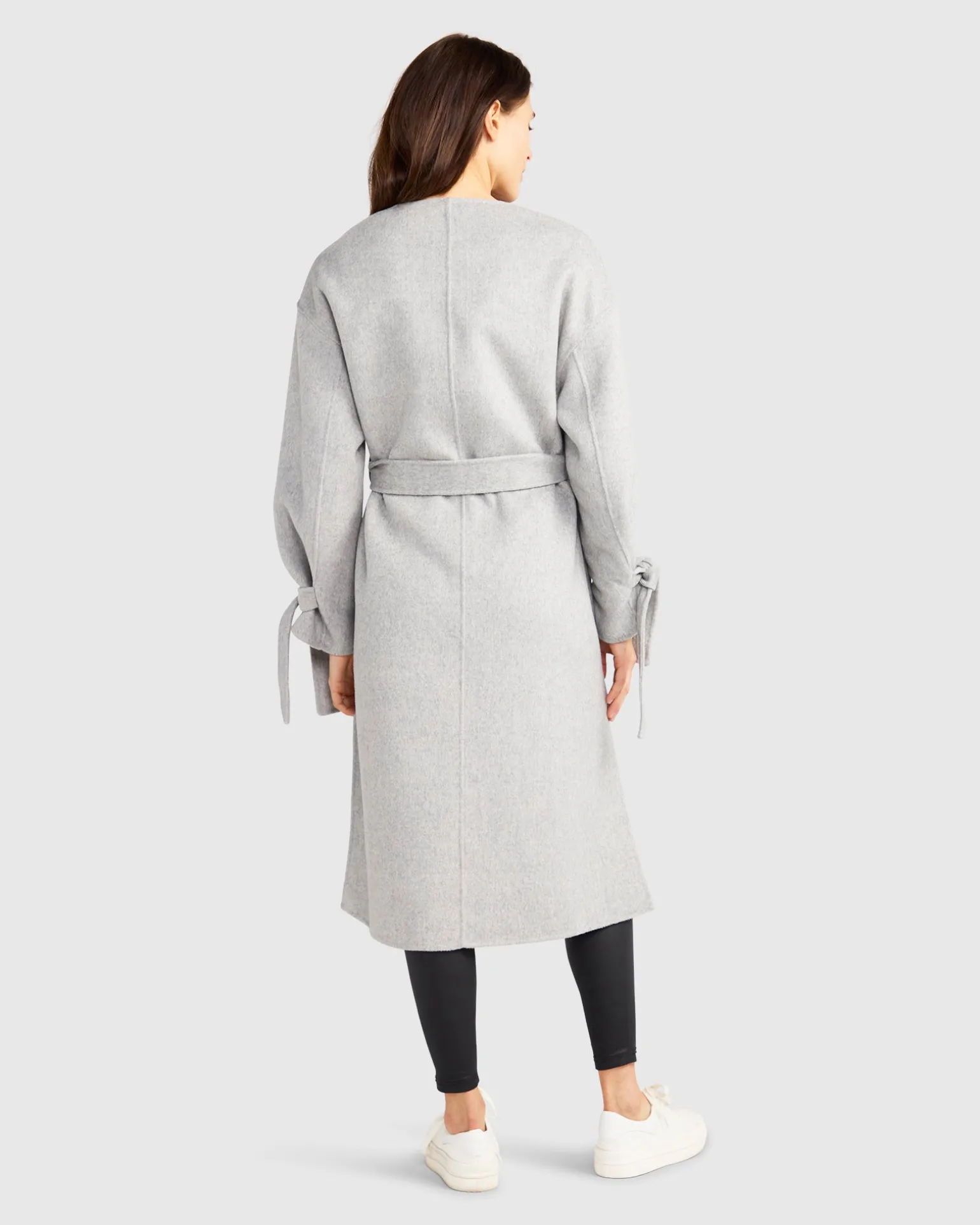 Belle & Bloom Wool Coats | Wool Coats>Head Over Heels Collarless Robe Coat - Grey Marle