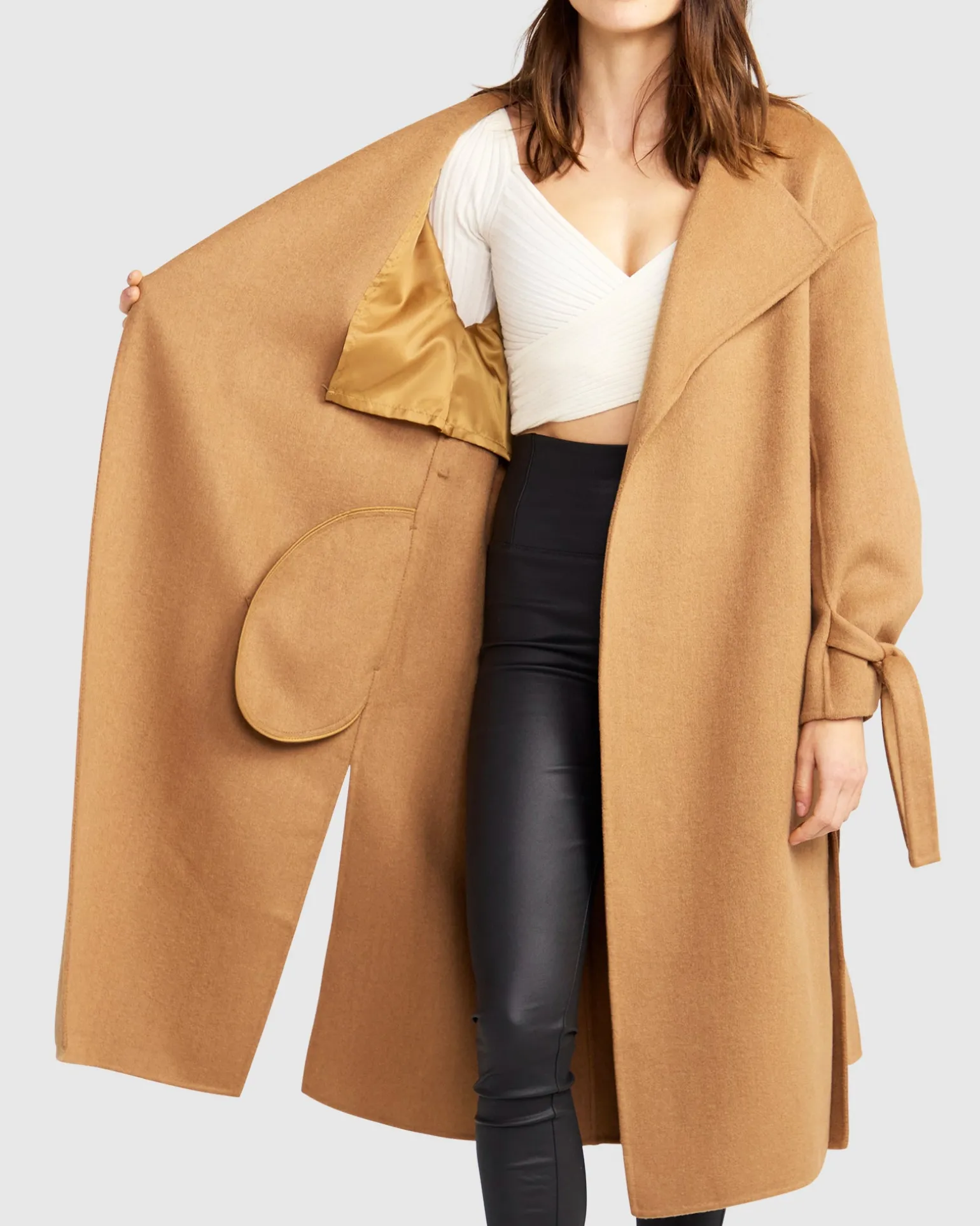 Belle & Bloom Wool Coats | Wool Coats>Head Over Heels Collarless Robe Coat -