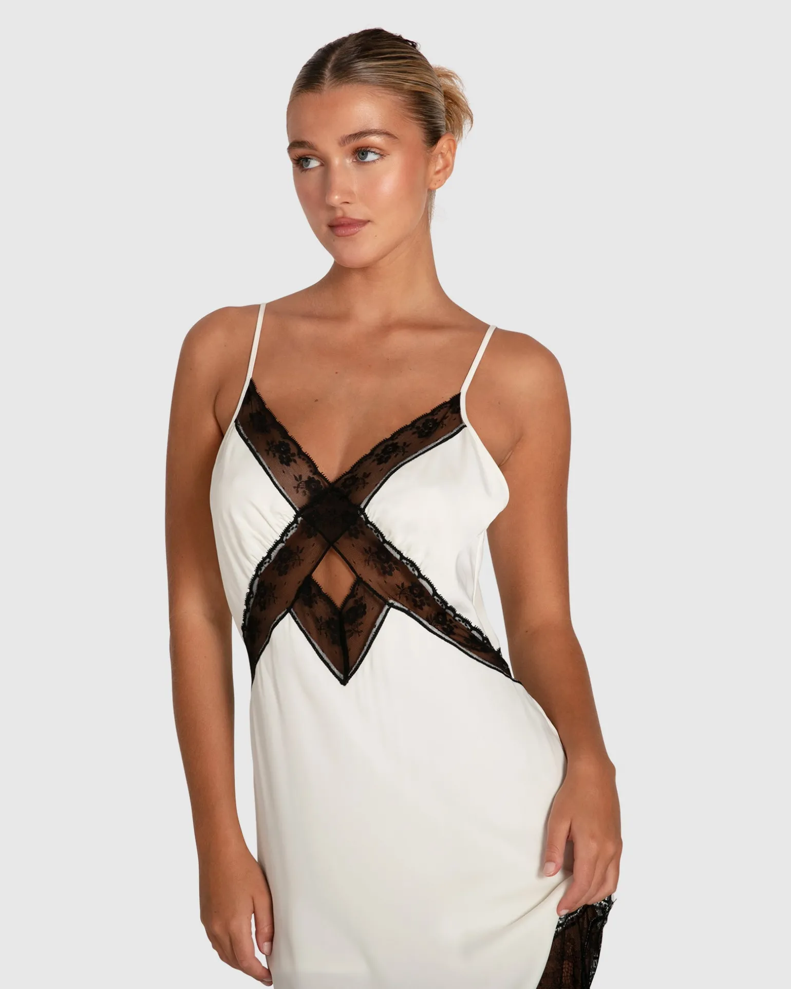 Belle & Bloom Midi Dresses | Midi Dresses>Heavenly Bodies Lace Slip Dress -