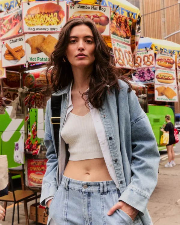 Belle & Bloom Shirts & Blouses>Into Him Oversized Denim Shirt -
