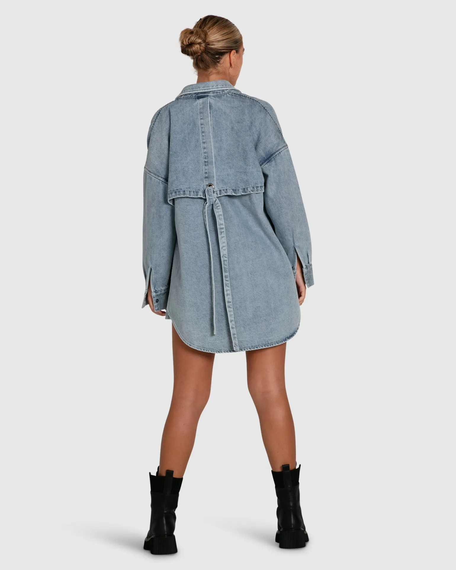 Belle & Bloom Shirts & Blouses>Into Him Oversized Denim Shirt -