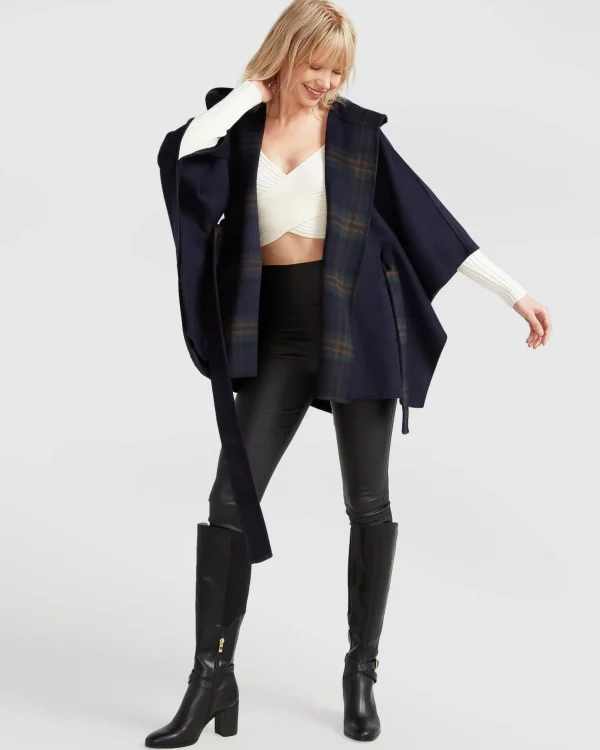 Belle & Bloom Belted Coats | Wool Coats>Jackson Landing Wool Blend Cape Coat - French Navy