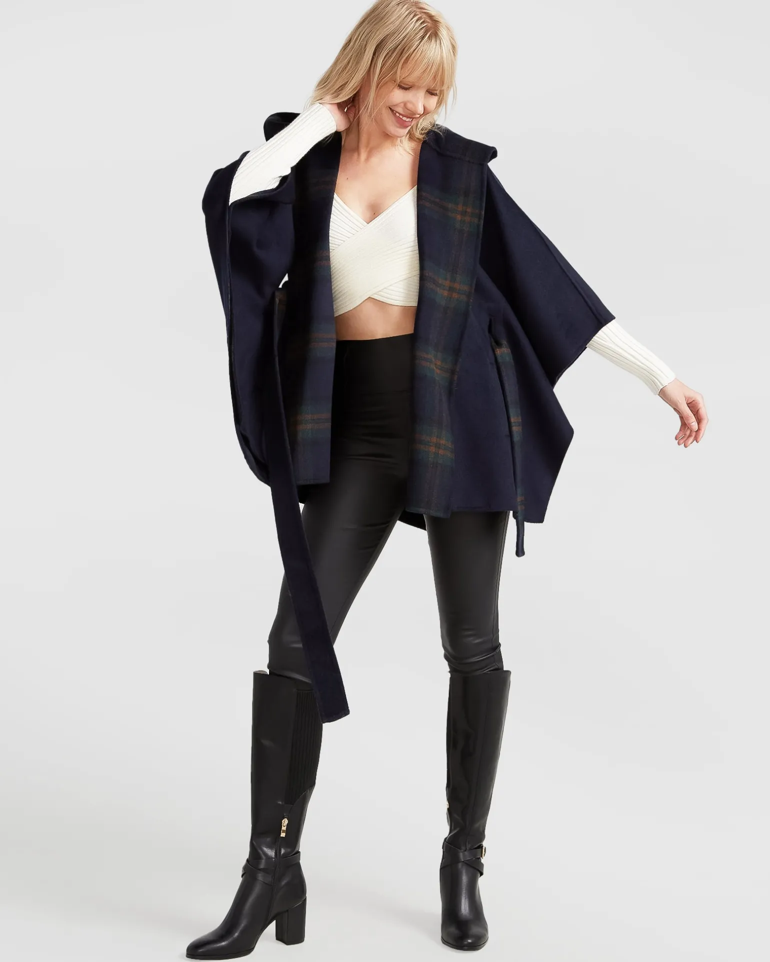 Belle & Bloom Belted Coats | Wool Coats>Jackson Landing Wool Blend Cape Coat - French Navy