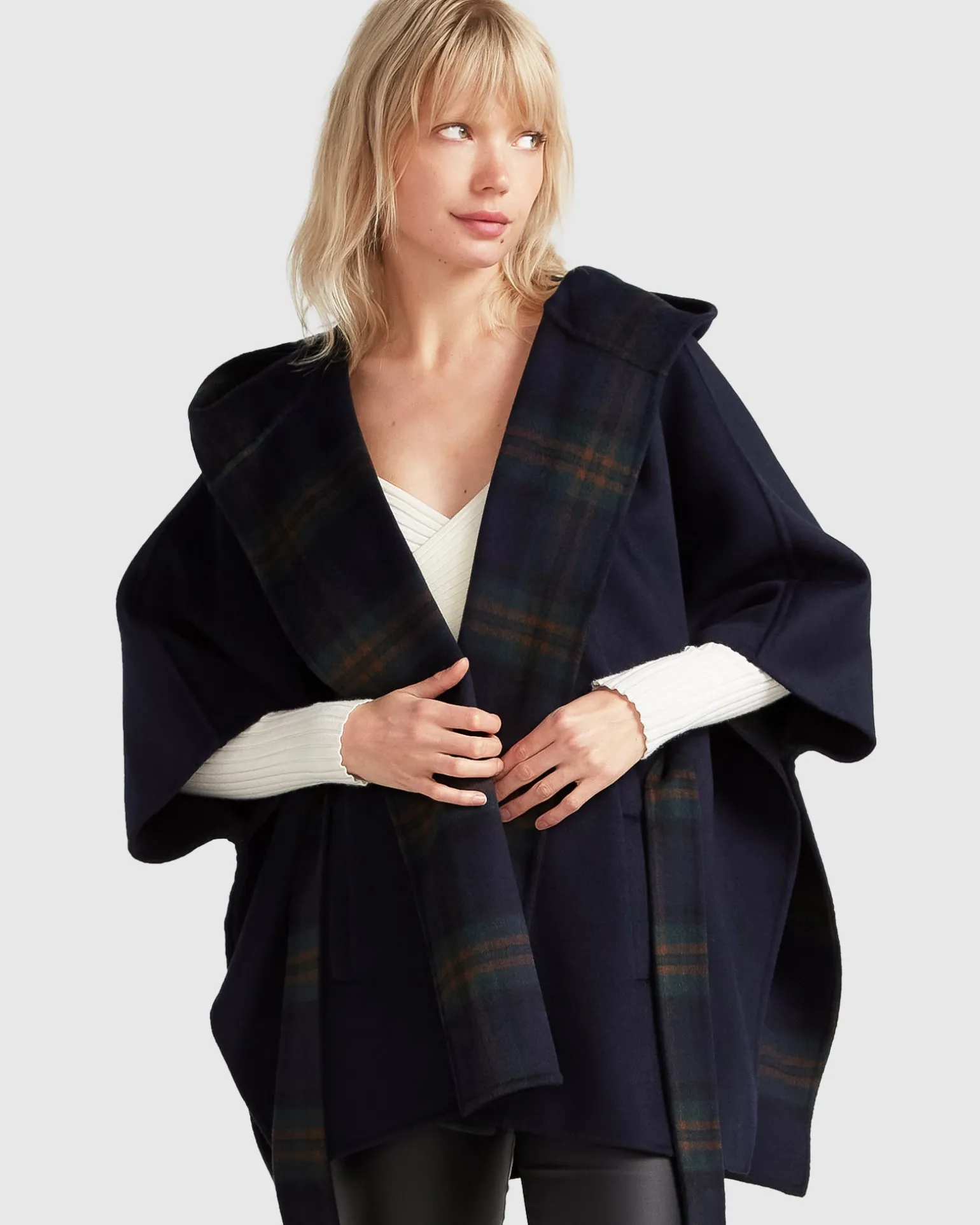 Belle & Bloom Belted Coats | Wool Coats>Jackson Landing Wool Blend Cape Coat - French Navy