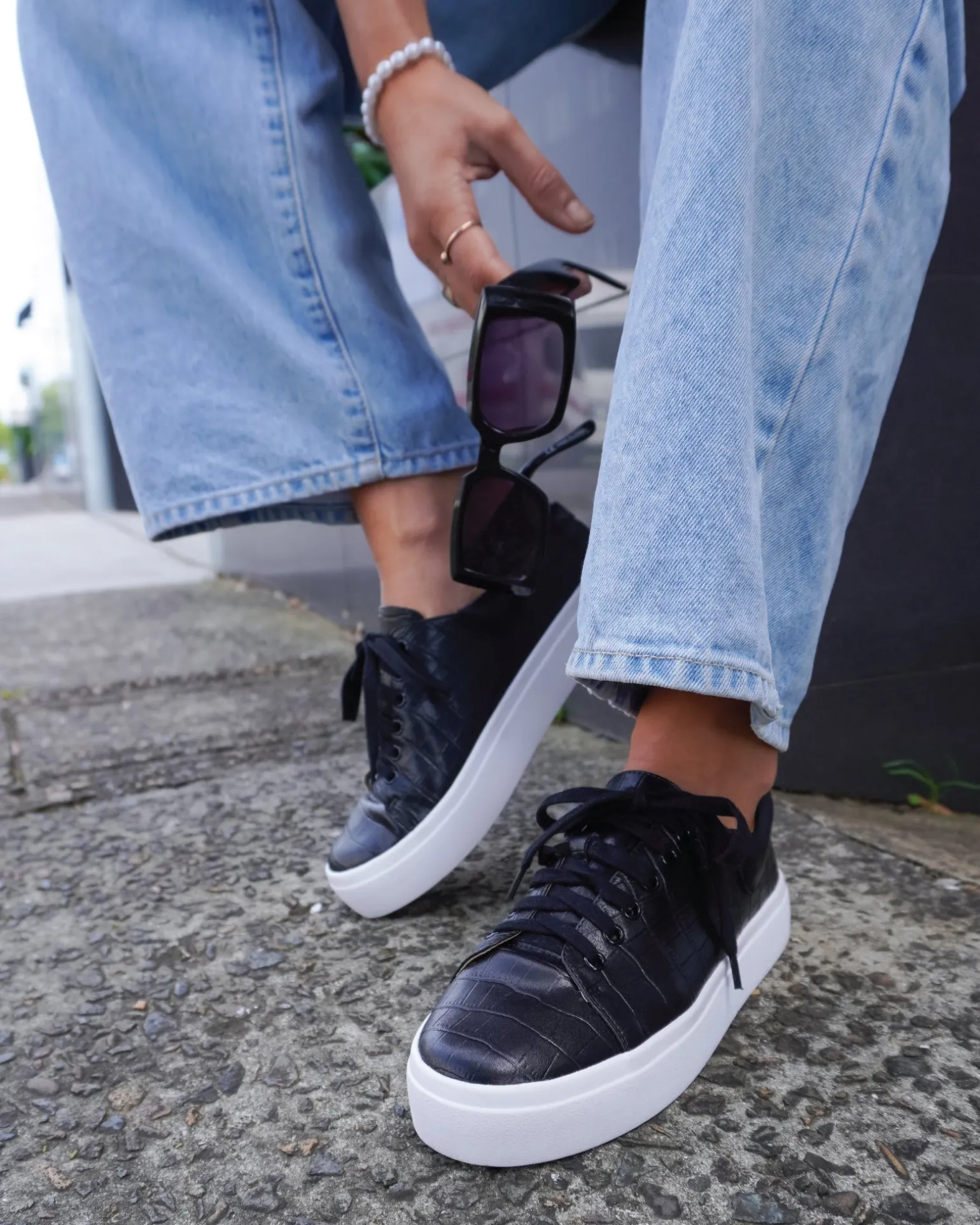 Belle & Bloom Flats>Just A Dream Croc Leather Sneaker -