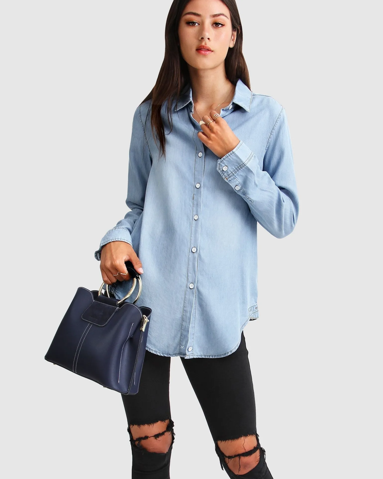 Belle & Bloom Shirts & Blouses>Keep Me Wild Denim Top -