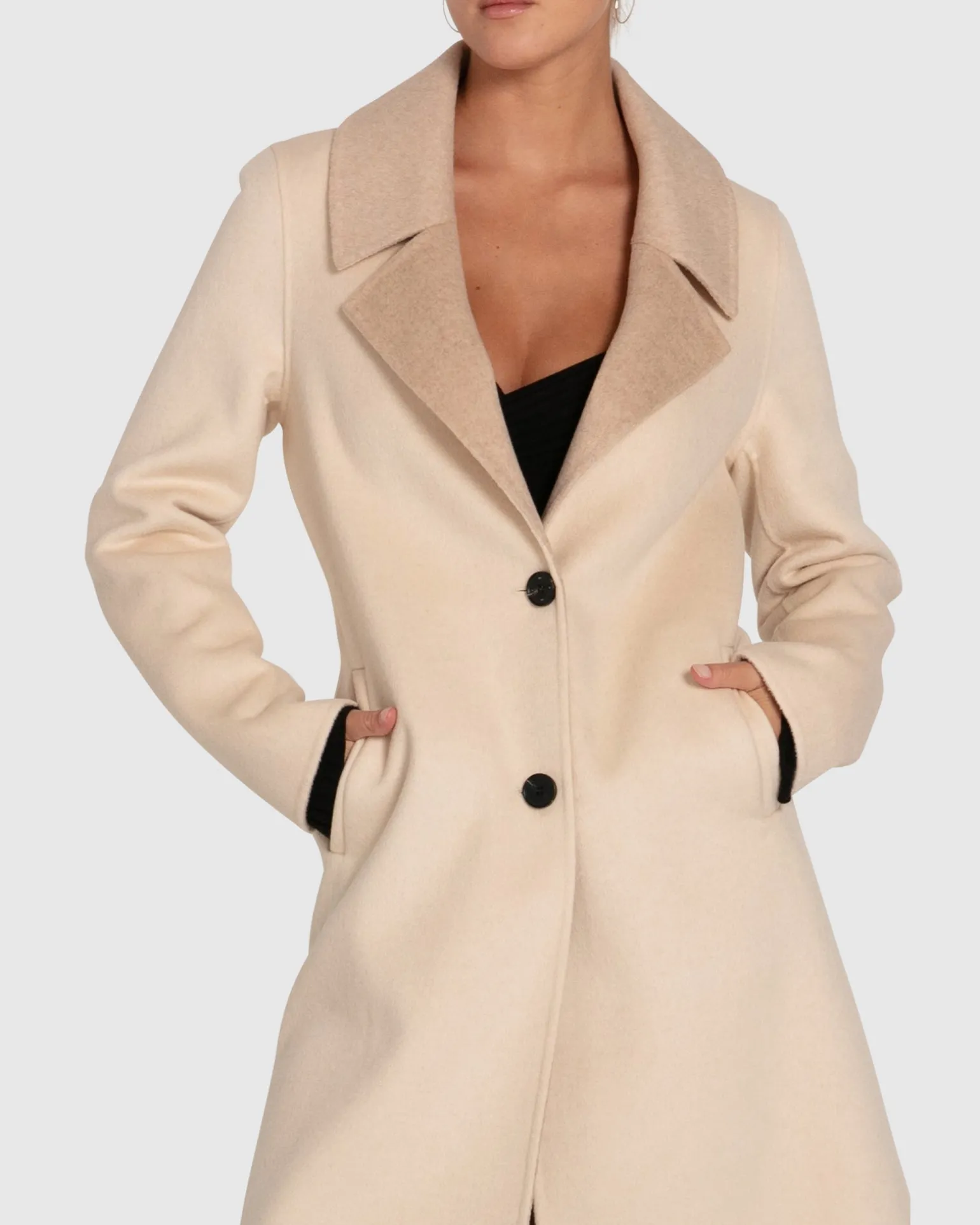 Belle & Bloom Wool Coats | Wool Coats>Lexington Two-Tone Wool Blend Coat - Beige