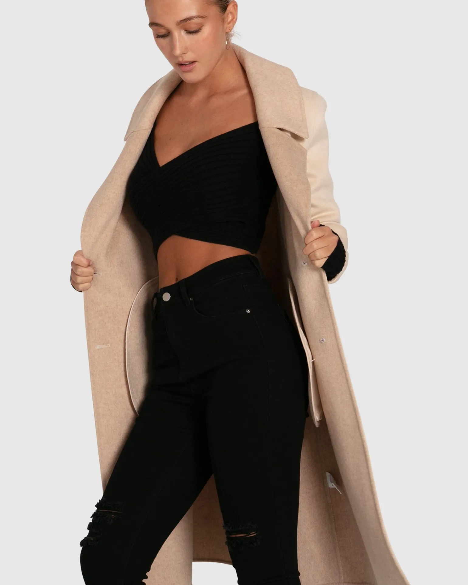 Belle & Bloom Wool Coats | Wool Coats>Lexington Two-Tone Wool Blend Coat - Beige