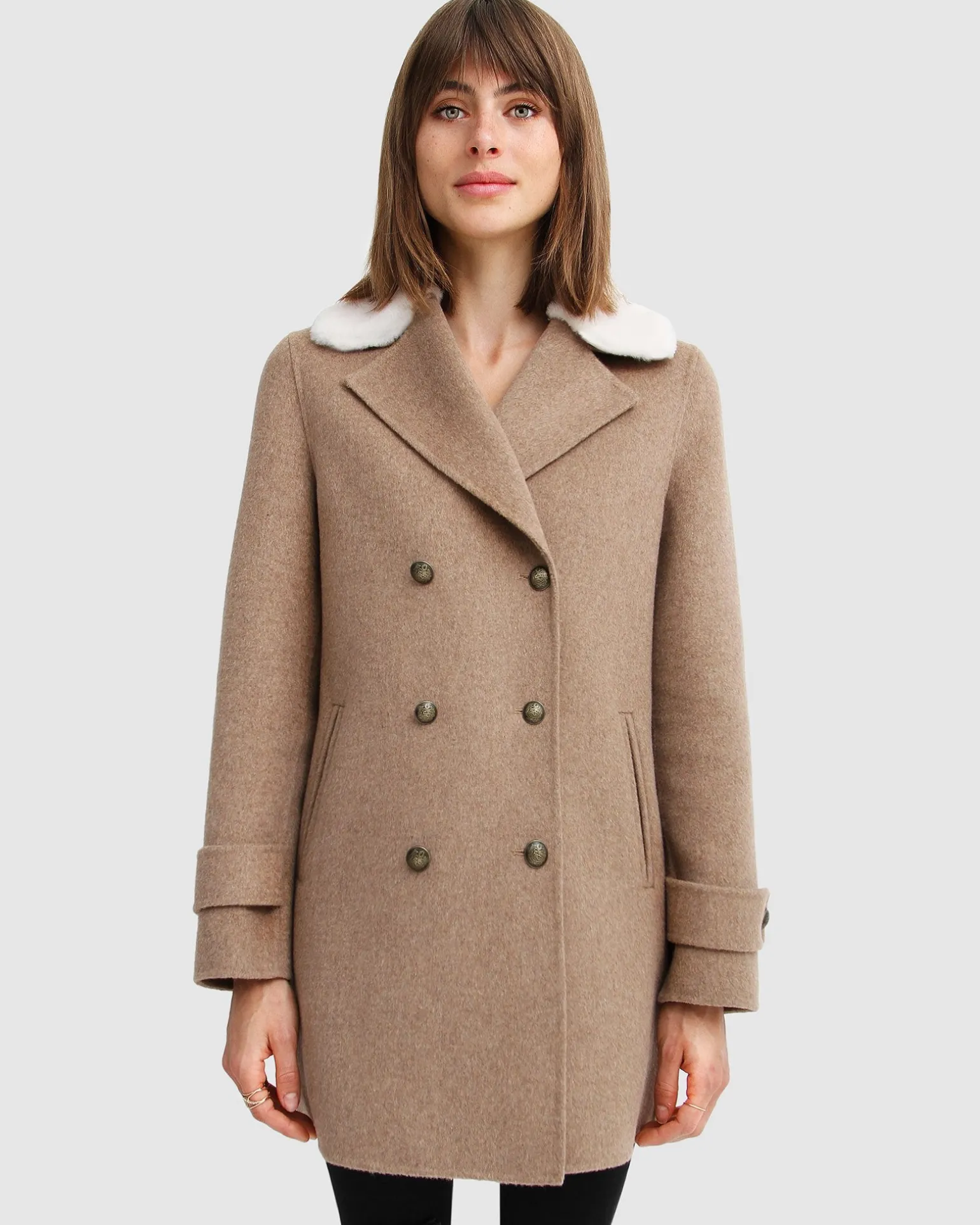 Belle & Bloom Wool Coats | Wool Coats>Liberty Sherpa Collar Wool Blend C -
