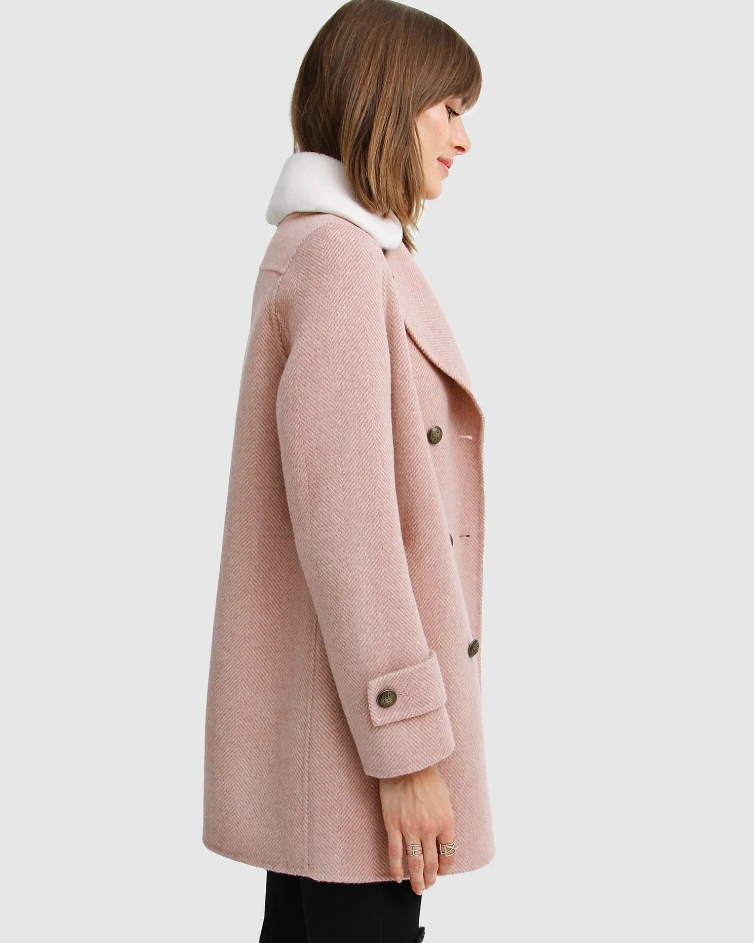 Belle & Bloom Wool Coats | Wool Coats>Liberty Sherpa Collar Wool Blend Coat -