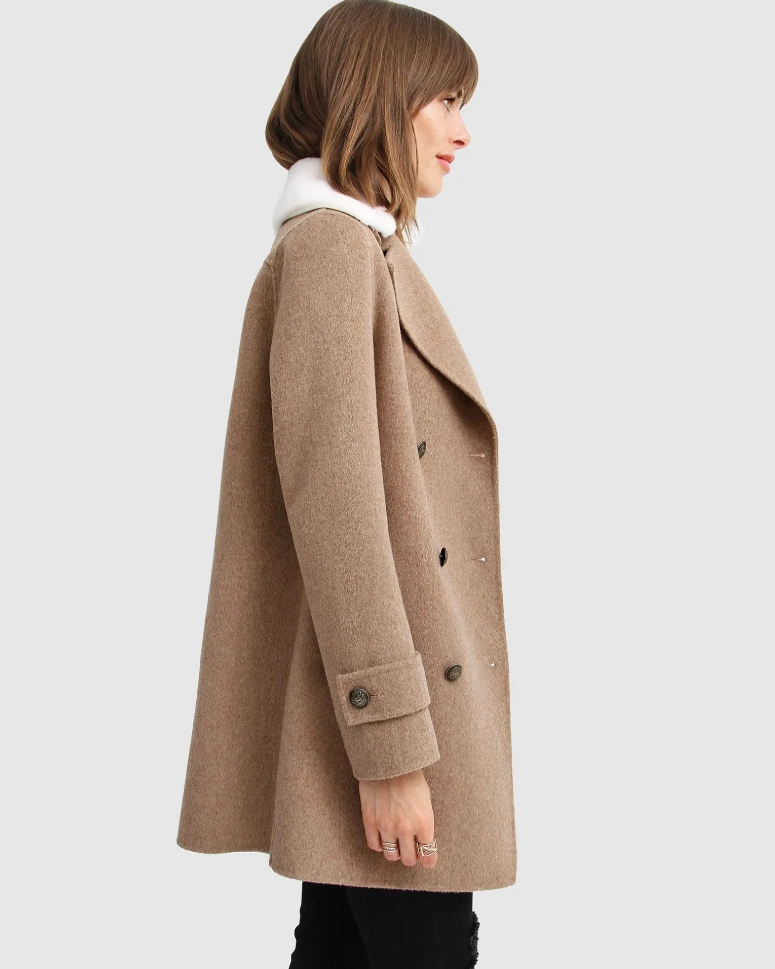 Belle & Bloom Wool Coats | Wool Coats>Liberty Sherpa Collar Wool Blend C -