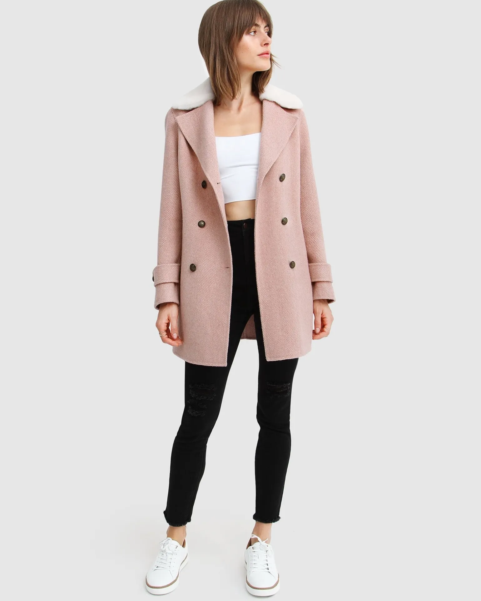 Belle & Bloom Wool Coats | Wool Coats>Liberty Sherpa Collar Wool Blend Coat -