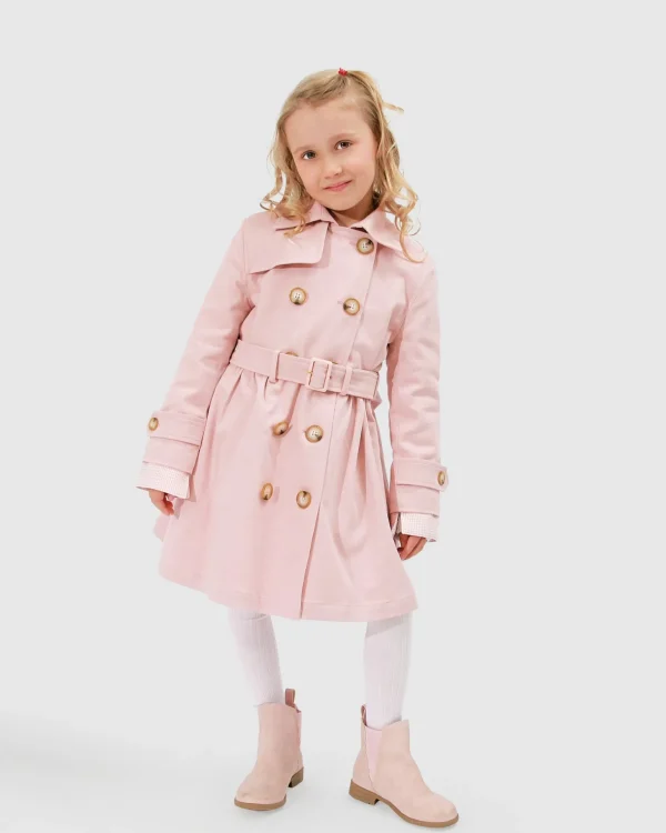 Belle & Bloom Girls Coats>Miss Sunshine Trench Coat - Blush Pink