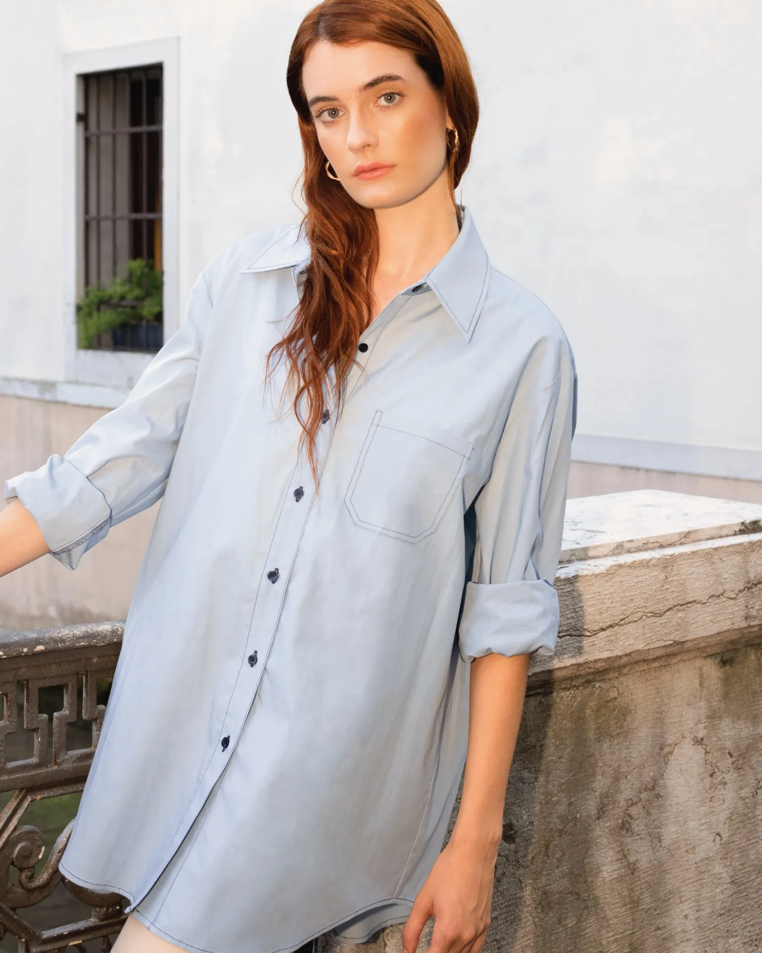Belle & Bloom Shirts & Blouses>My Girl Oversized Shirt - Duck Egg Blue