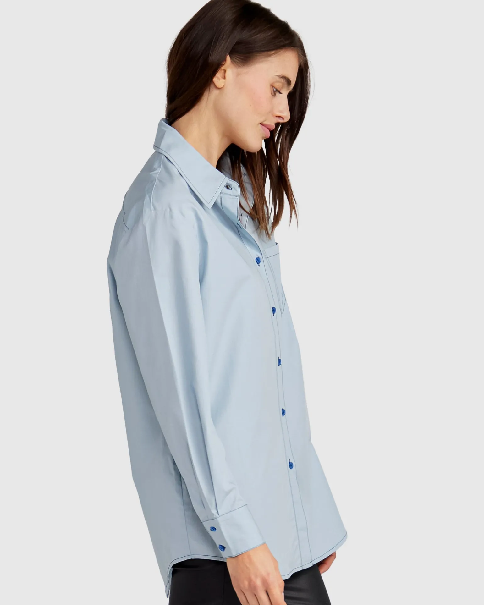 Belle & Bloom Shirts & Blouses>My Girl Oversized Shirt - Duck Egg Blue