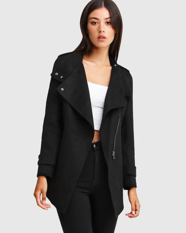 Belle & Bloom Wool Coats | Wool Coats>NEW FIT Bad Girl Wool Blend Moto Coat -