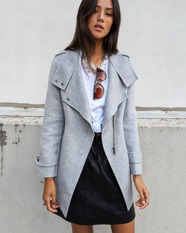 Belle & Bloom Wool Coats | Wool Coats>NEW FIT Bad Girl Wool Blend Moto Coat - Grey Marle