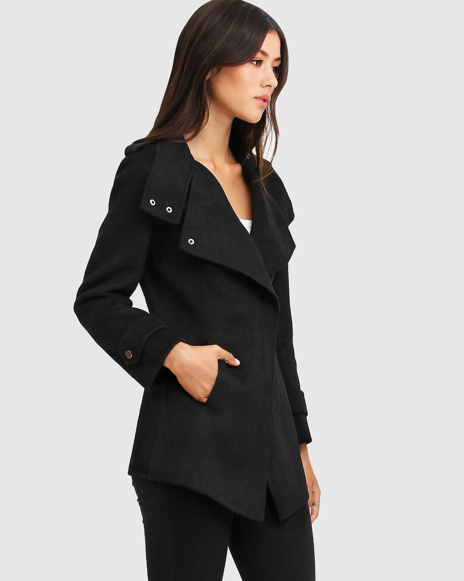 Belle & Bloom Wool Coats | Wool Coats>NEW FIT Bad Girl Wool Blend Moto Coat -