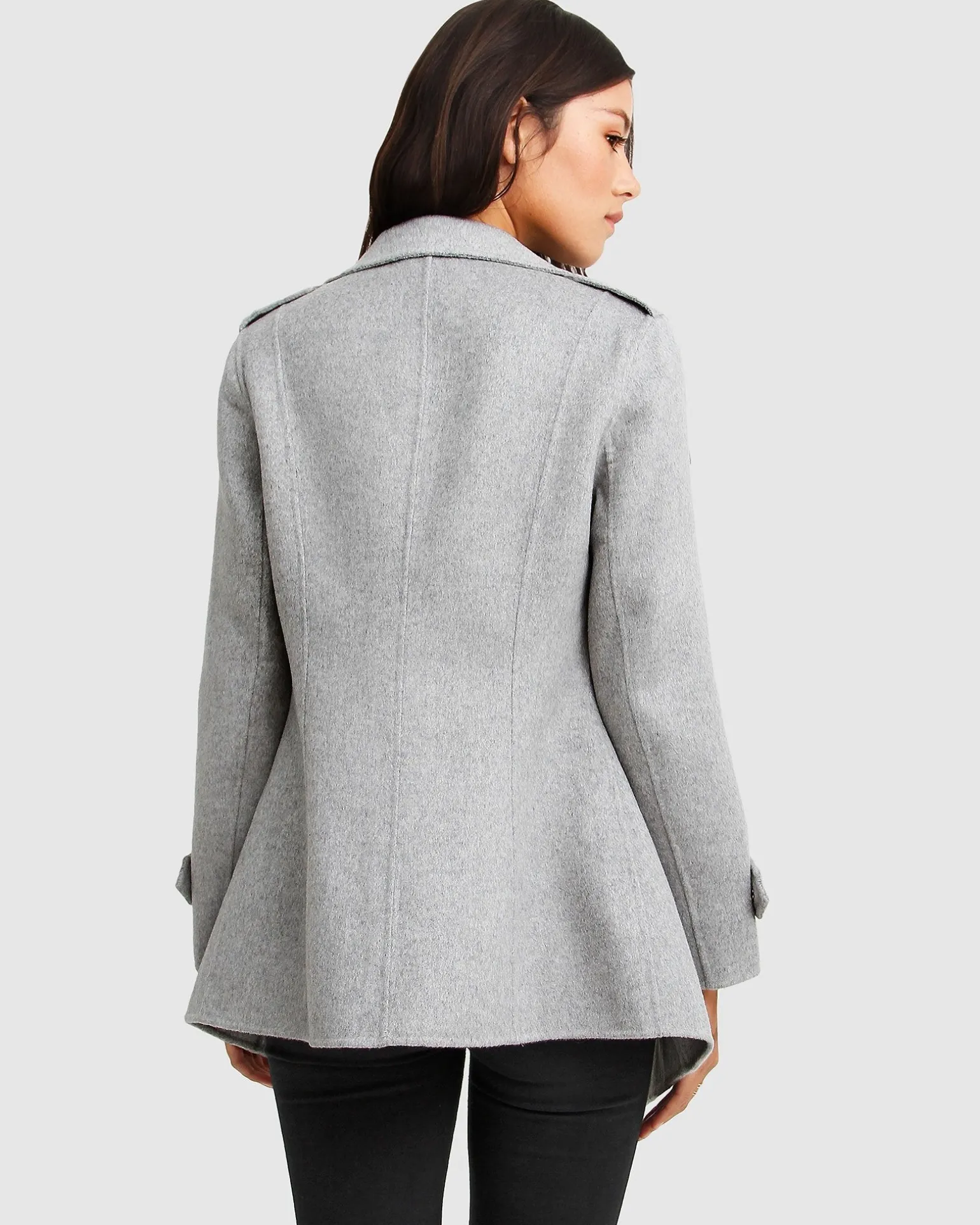 Belle & Bloom Wool Coats | Wool Coats>NEW FIT Bad Girl Wool Blend Moto Coat - Grey Marle