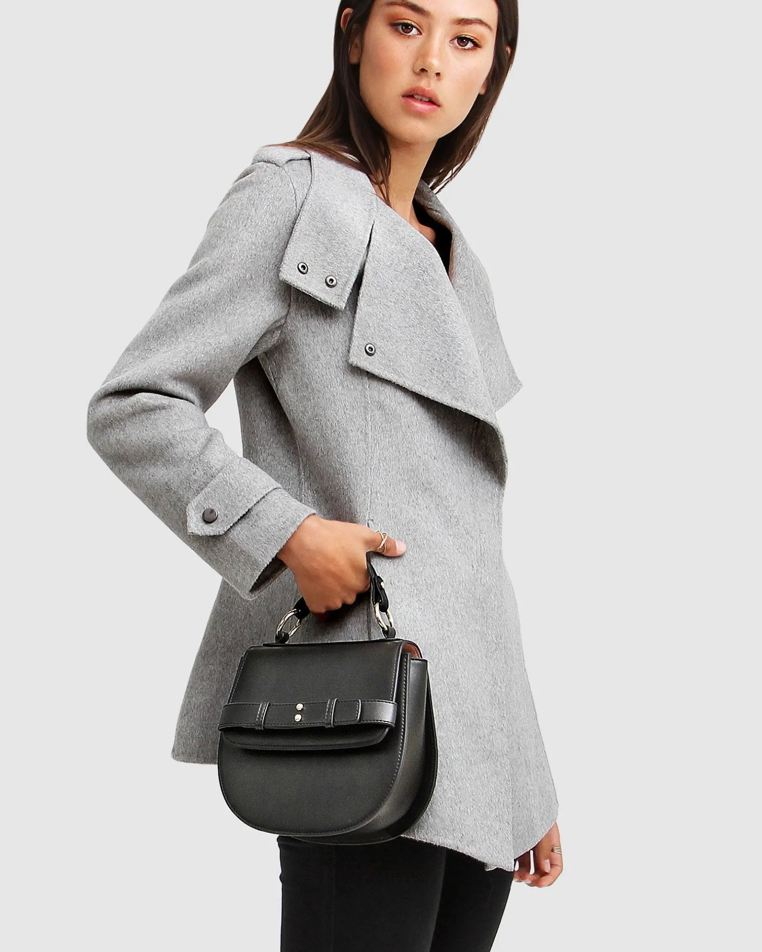 Belle & Bloom Wool Coats | Wool Coats>NEW FIT Bad Girl Wool Blend Moto Coat - Grey Marle