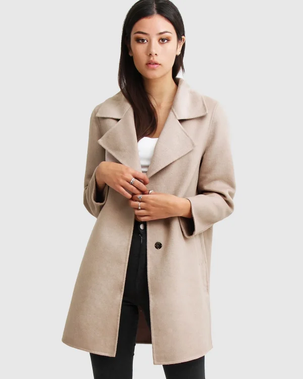 Belle & Bloom Wool Coats | Wool Coats>NEW FIT Ex-Boyfriend Wool Blend Oversized Jacket - Sand