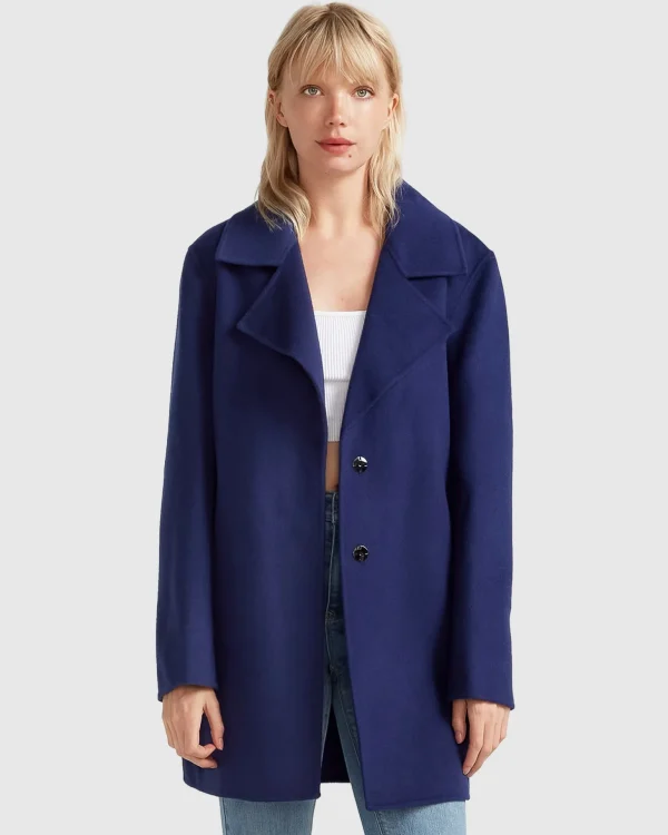 Belle & Bloom Wool Coats | Wool Coats>NEW FIT Ex-Boyfriend Wool Blend Oversized Jacket - Midnight Blue