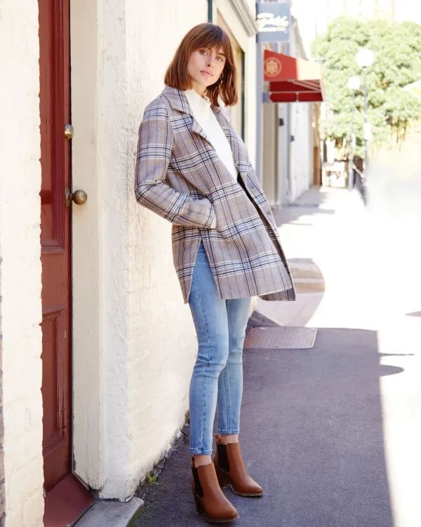 Belle & Bloom Wool Coats | Wool Coats>NEW FIT Ex-Boyfriend Wool Blend Oversized Jacket - Oat Plaid