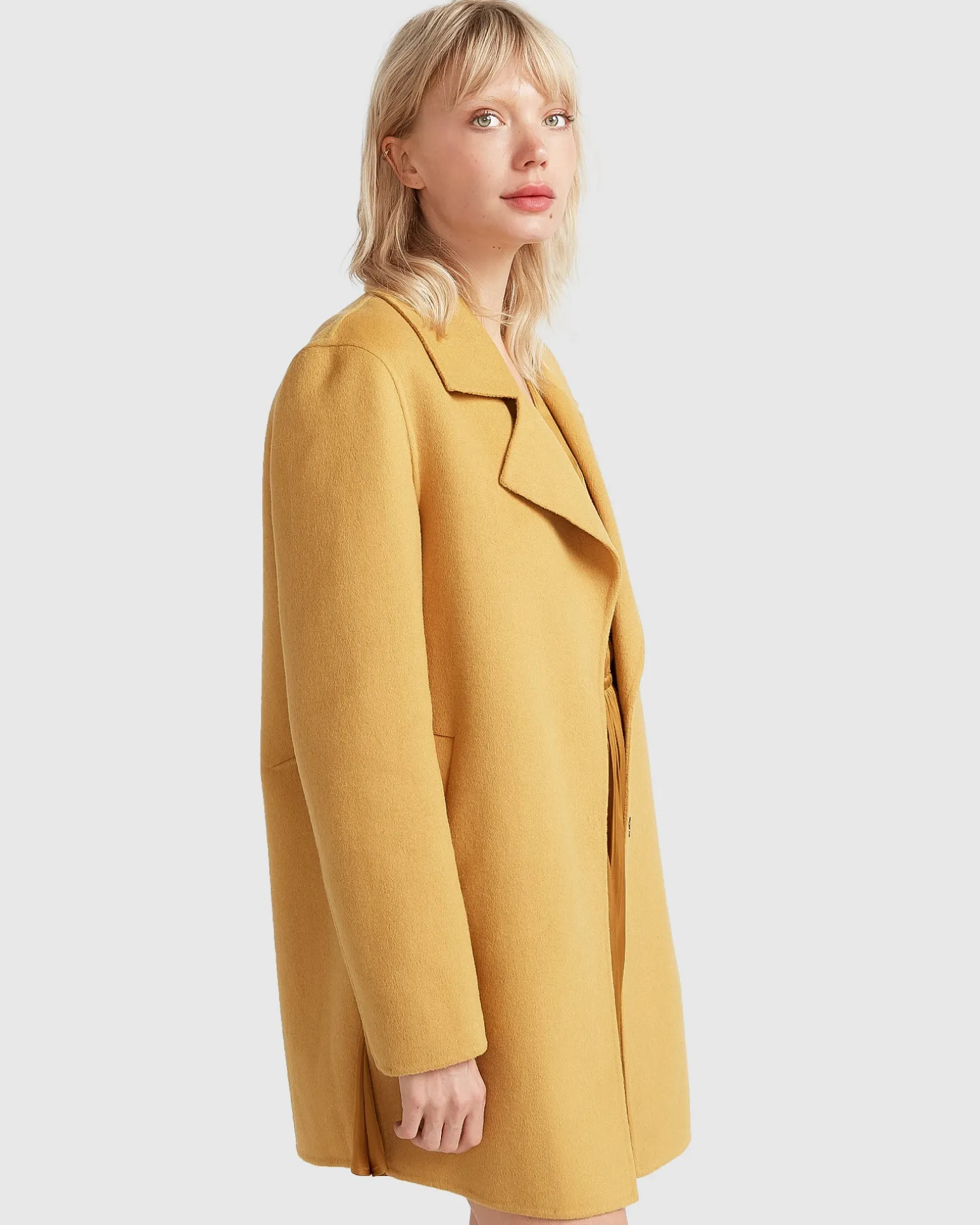 Belle & Bloom Wool Coats | Wool Coats>NEW FIT Ex-Boyfriend Wool Blend Oversized Jacket - Antique Gold