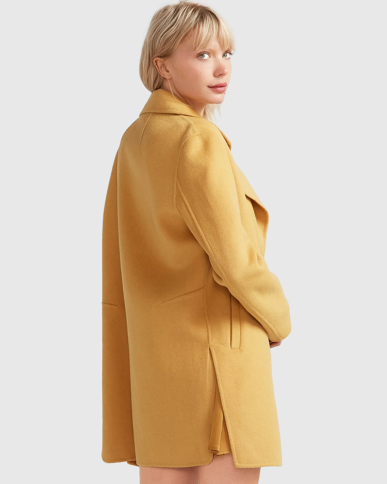 Belle & Bloom Wool Coats | Wool Coats>NEW FIT Ex-Boyfriend Wool Blend Oversized Jacket - Antique Gold