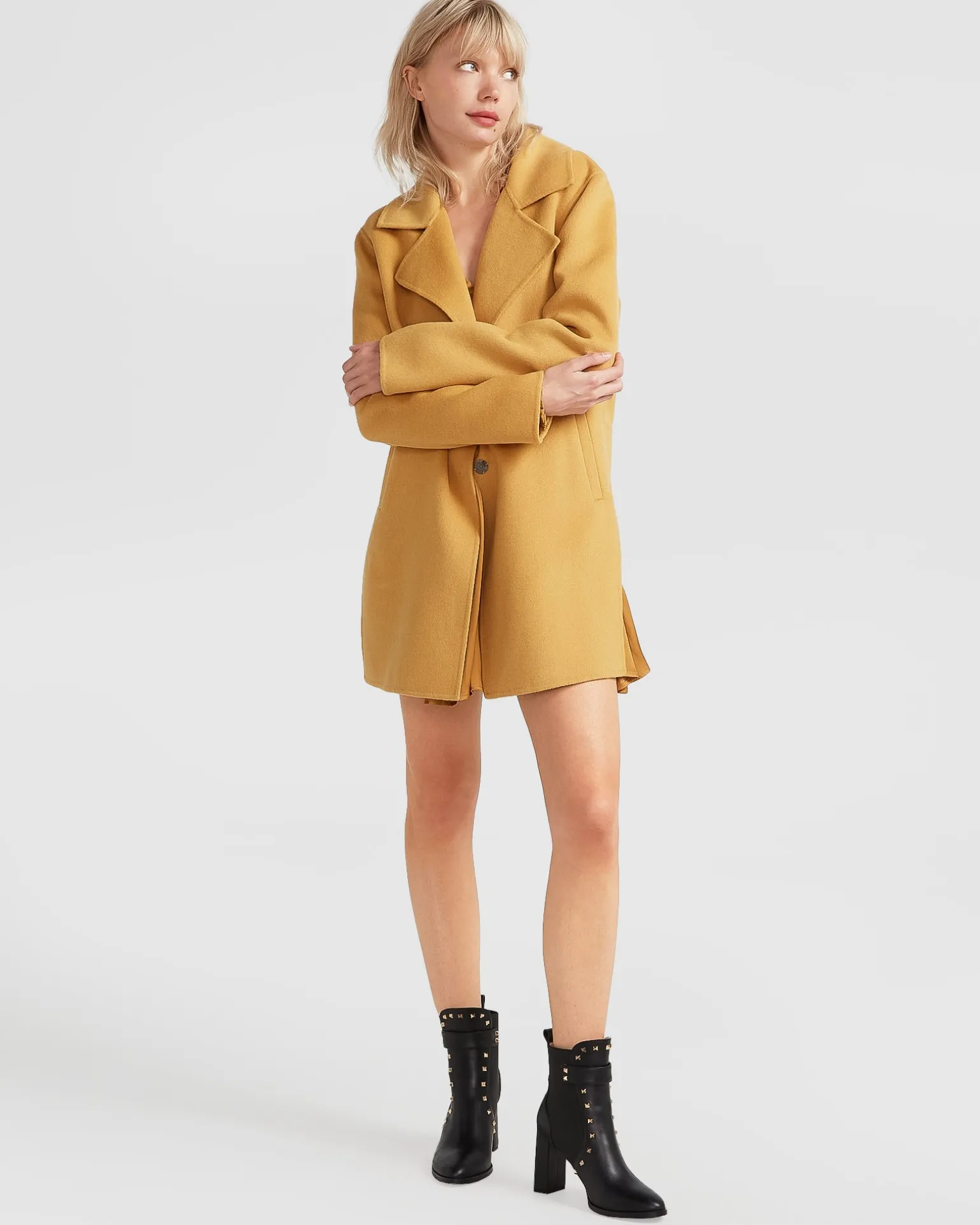 Belle & Bloom Wool Coats | Wool Coats>NEW FIT Ex-Boyfriend Wool Blend Oversized Jacket - Antique Gold