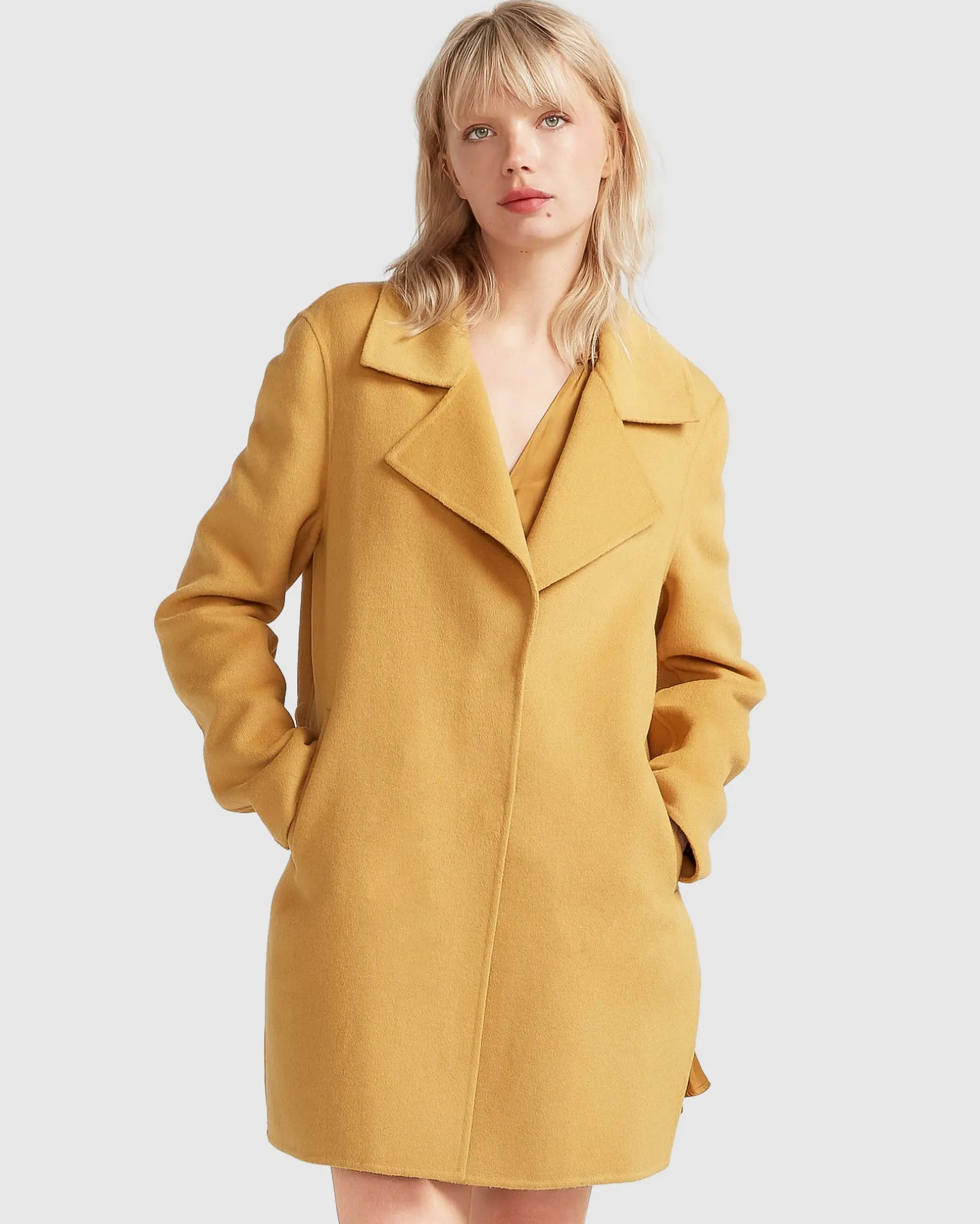 Belle & Bloom Wool Coats | Wool Coats>NEW FIT Ex-Boyfriend Wool Blend Oversized Jacket - Antique Gold