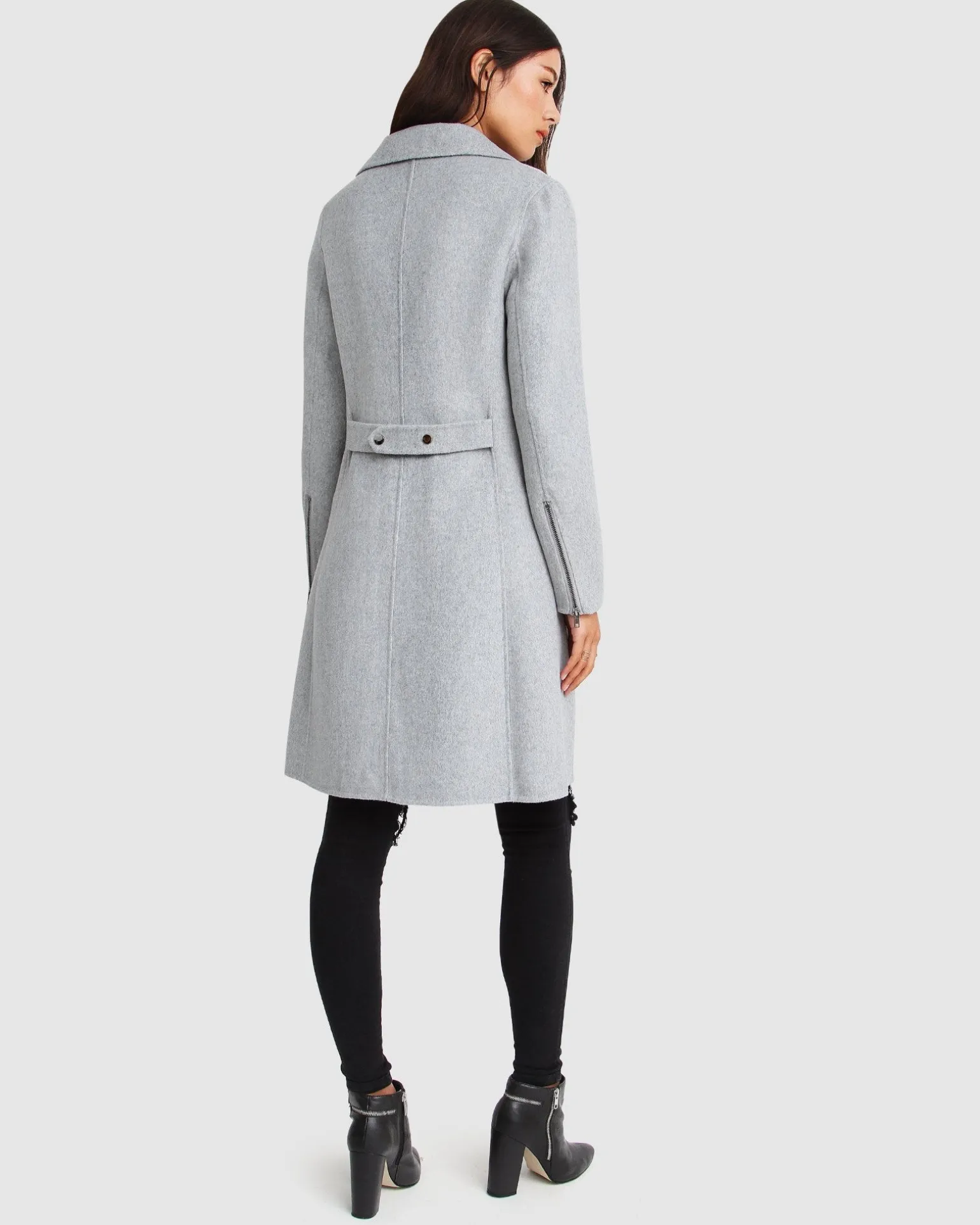 Belle & Bloom Wool Coats | Wool Coats>NEW FIT Last Chance Wool Blend Moto Coat - Grey Marle