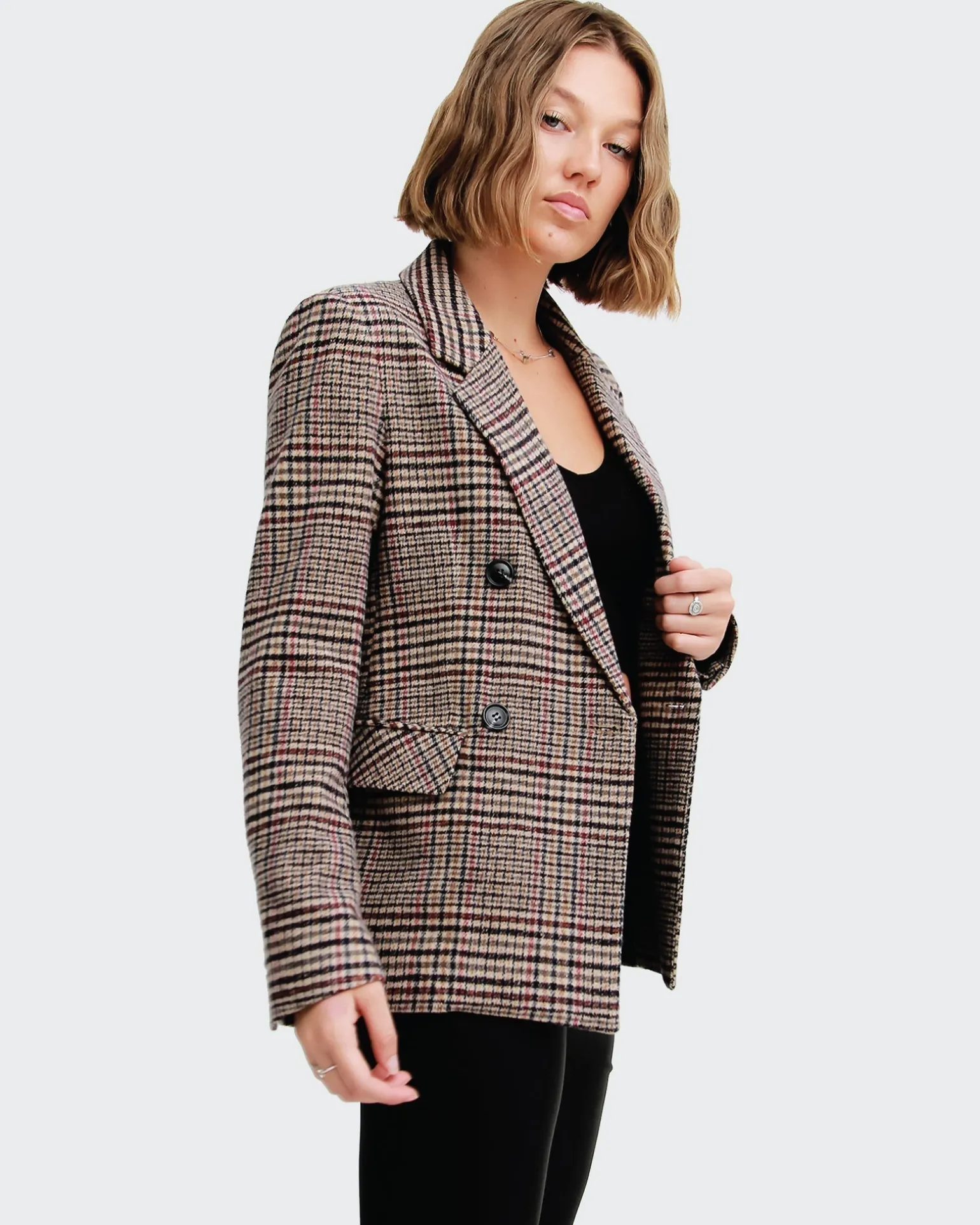 Belle & Bloom Blazers | Suits & Blazers>Piccadilly Wool Blend Plaid Blazer -