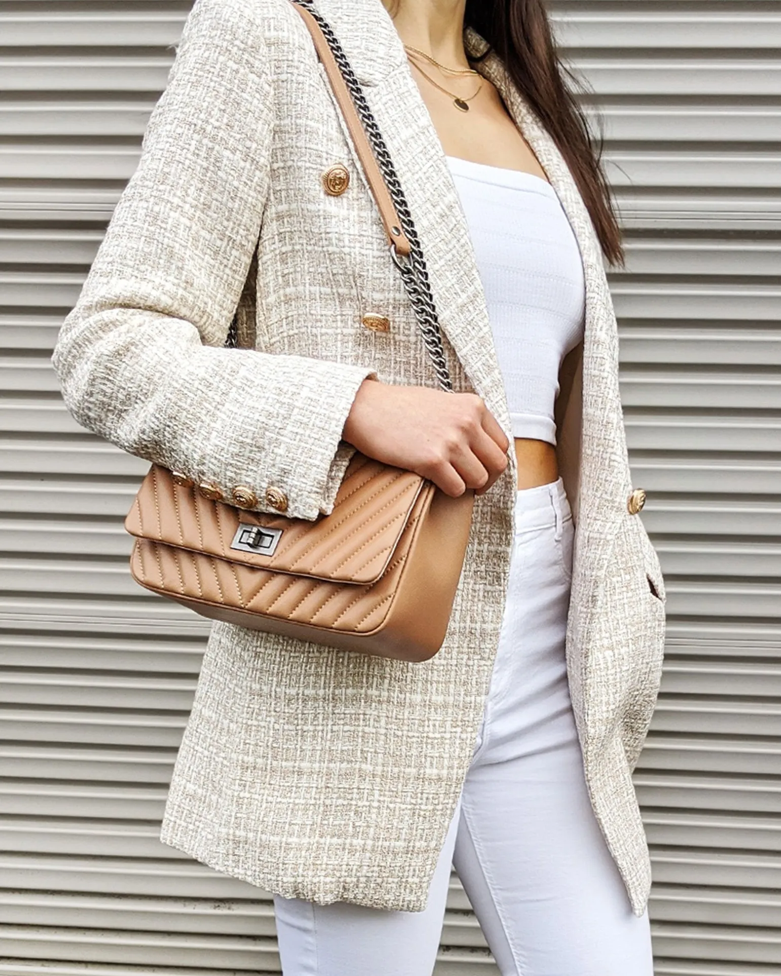 Belle & Bloom Blazers | Suits & Blazers>Princess Polina Tweed Blazer - Beige Marle