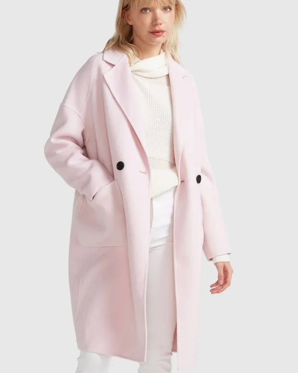 Belle & Bloom Wool Coats | Wool Coats>Publisher Double-Breasted Wool Blend Coat - Pale Pink