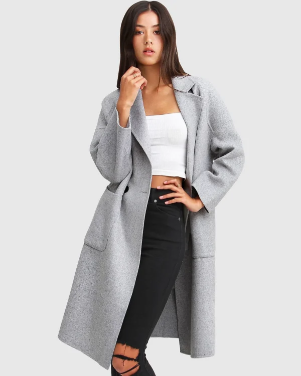 Belle & Bloom Wool Coats | Wool Coats>Publisher Double-Breasted Wool Blend Coat - Grey Marle
